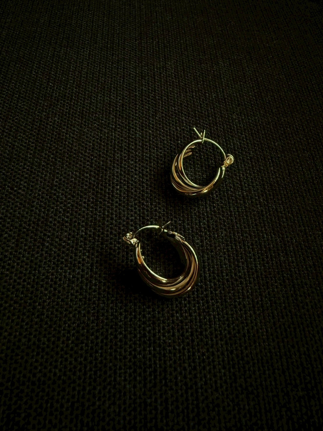 [ゴールド]トリプルウェブフープピアス(small)