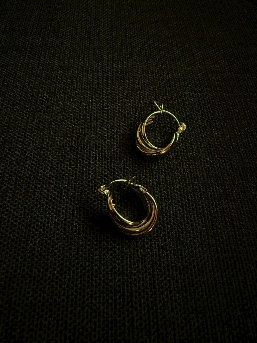 [ゴールド]トリプルウェブフープピアス(small)