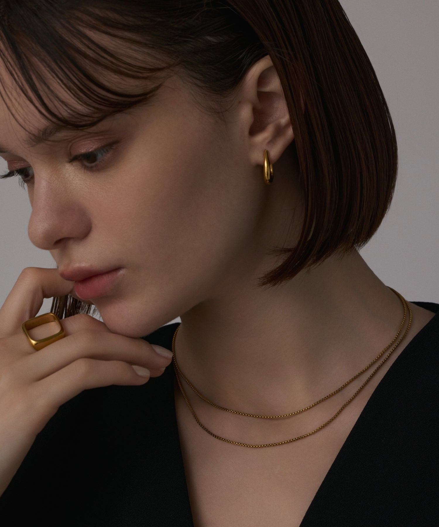 ゴールド　2wayチェーンネックレス　金属アレルギー対応　サージカルステンレス
