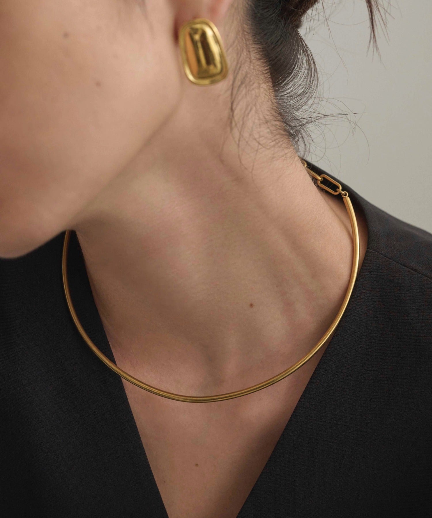 ゴールド　2wayチョーカーネックレス　金属アレルギー対応　サージカルステンレス

