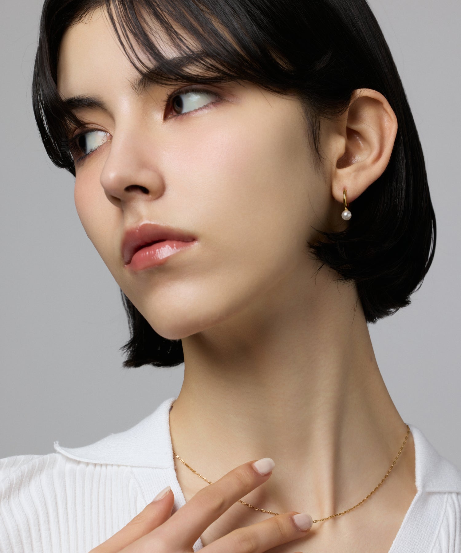 ゴールド　パールループピアス　金属アレルギー対応　サージカルステンレス
