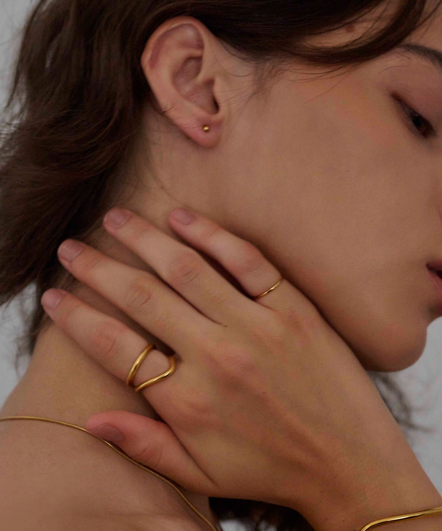 ゴールド　ストロークリング　金属アレルギー対応　サージカルステンレス
