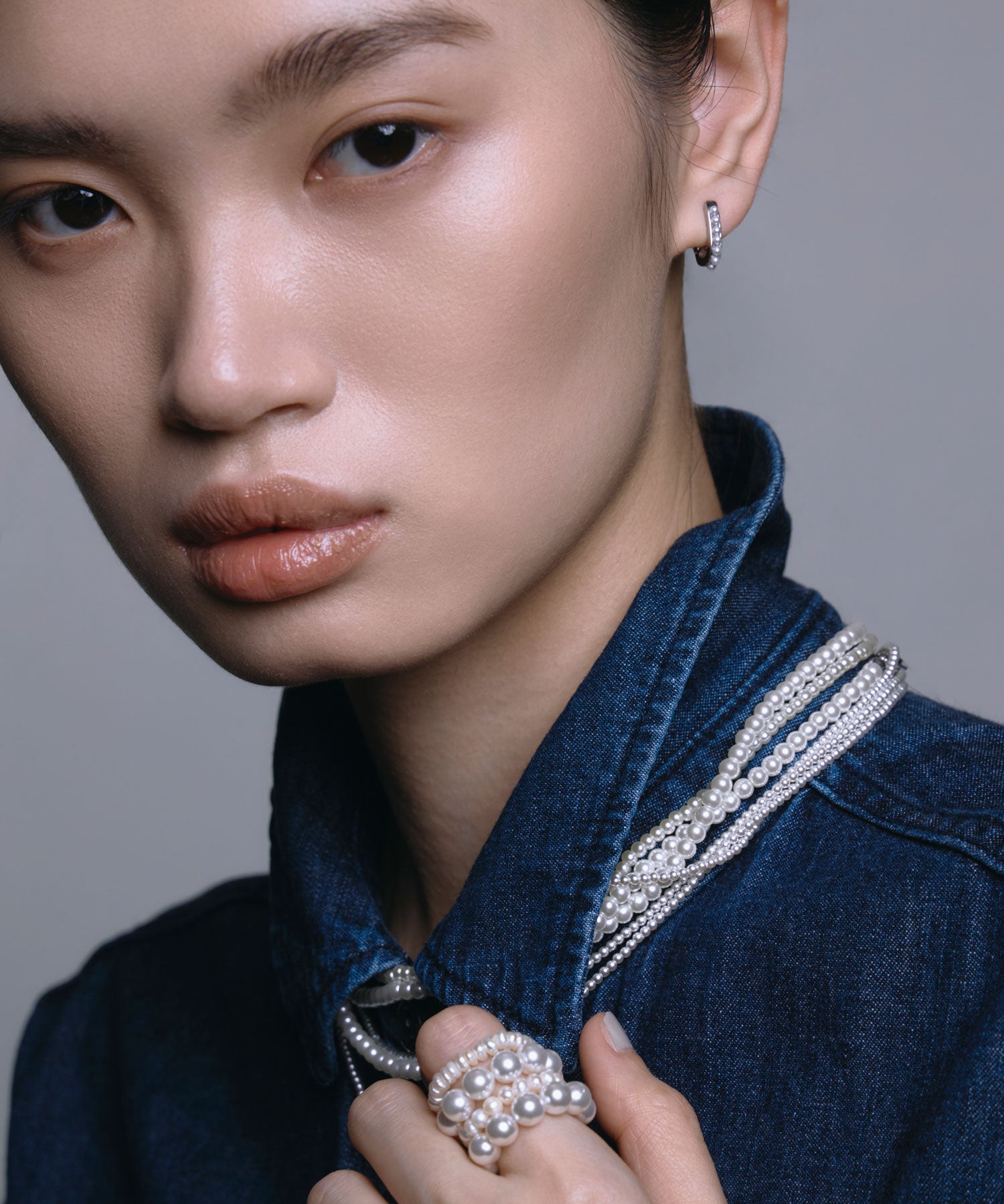 【展覽產品（預定三月底出貨】[銀色穀物珍珠耳環