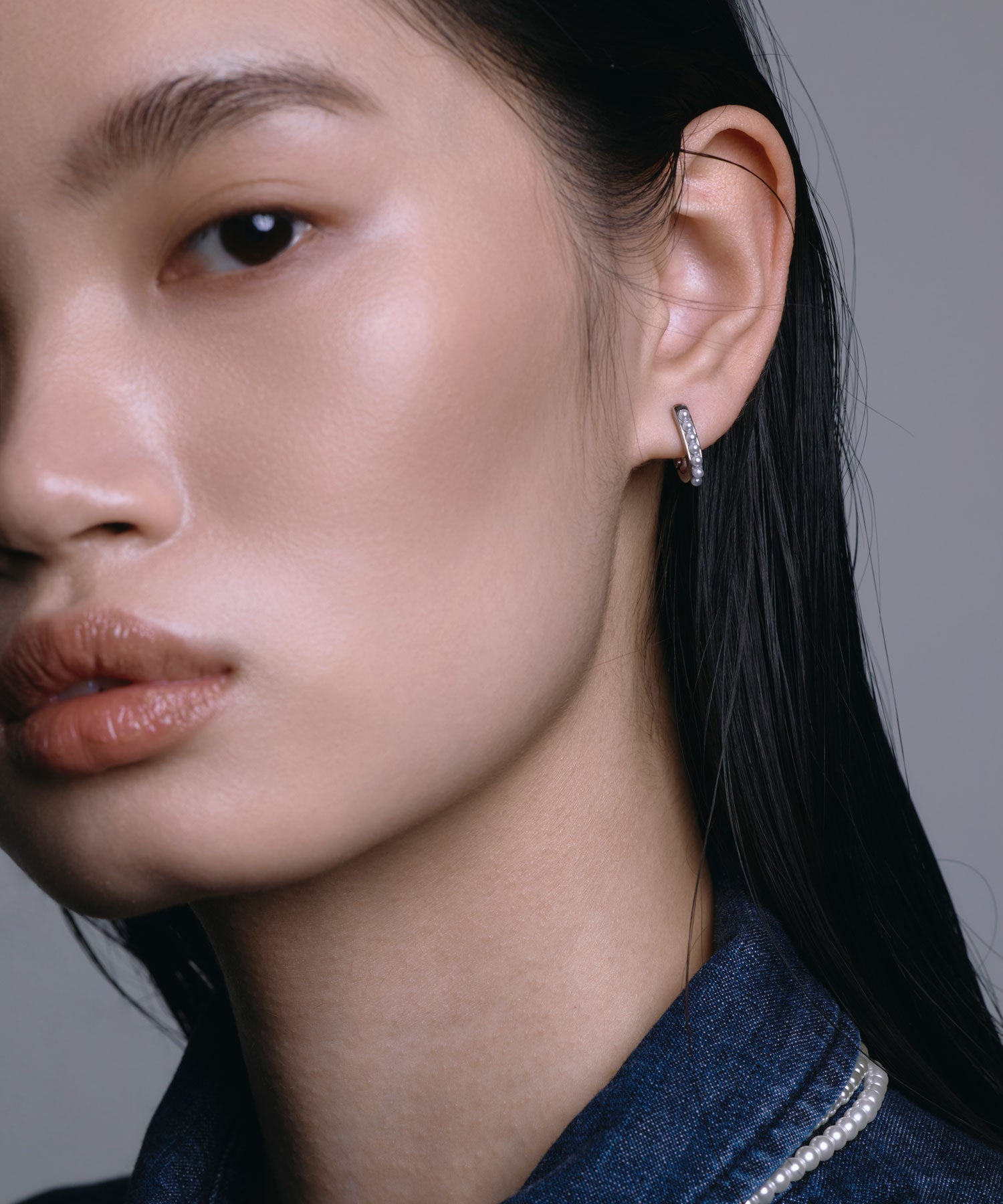 【展覽產品（預定三月底出貨】[銀色穀物珍珠耳環