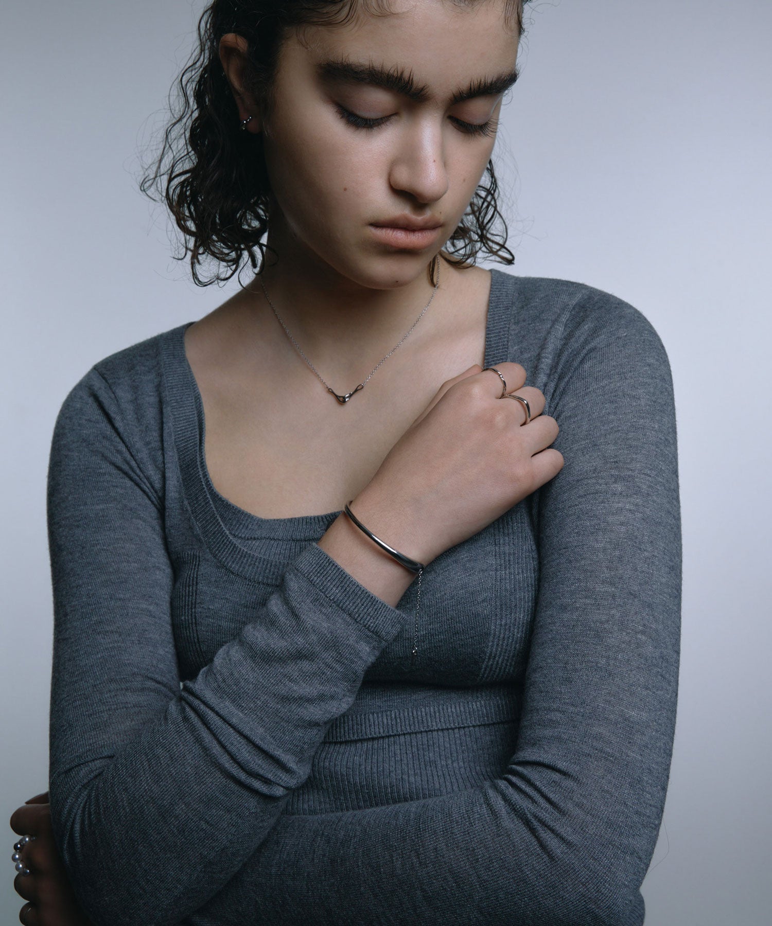 [シルバー]ハーフチェーンブレスレット