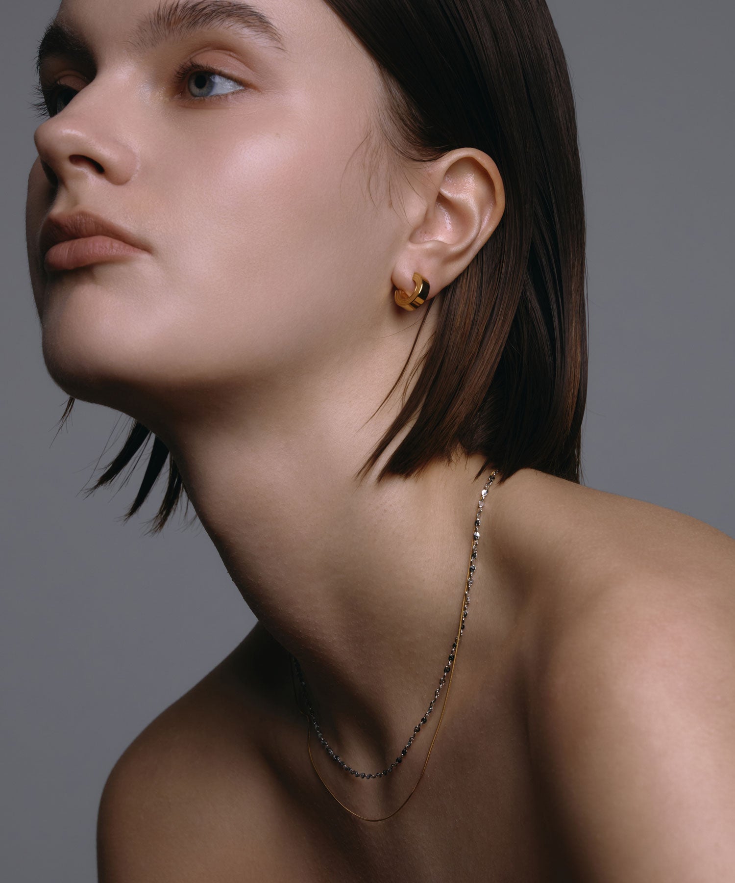 ゴールド]インダストリアルサークルミニピアス