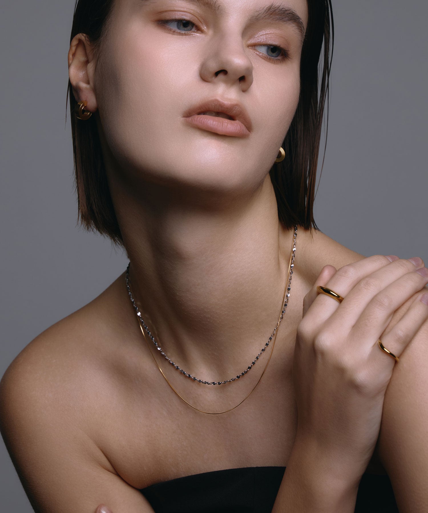 [ゴールド]インダストリアルサークルミニピアス