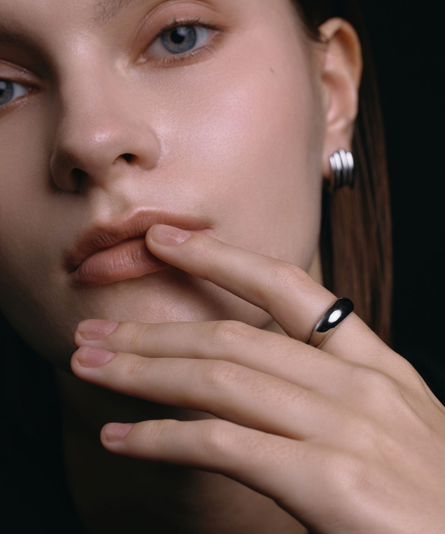 シルバー]レイヤーラインイヤリング