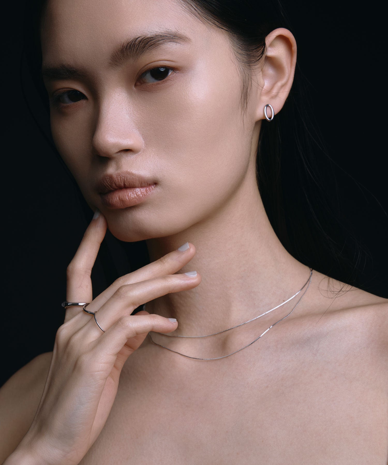 [シルバー]レイヤードネックレス