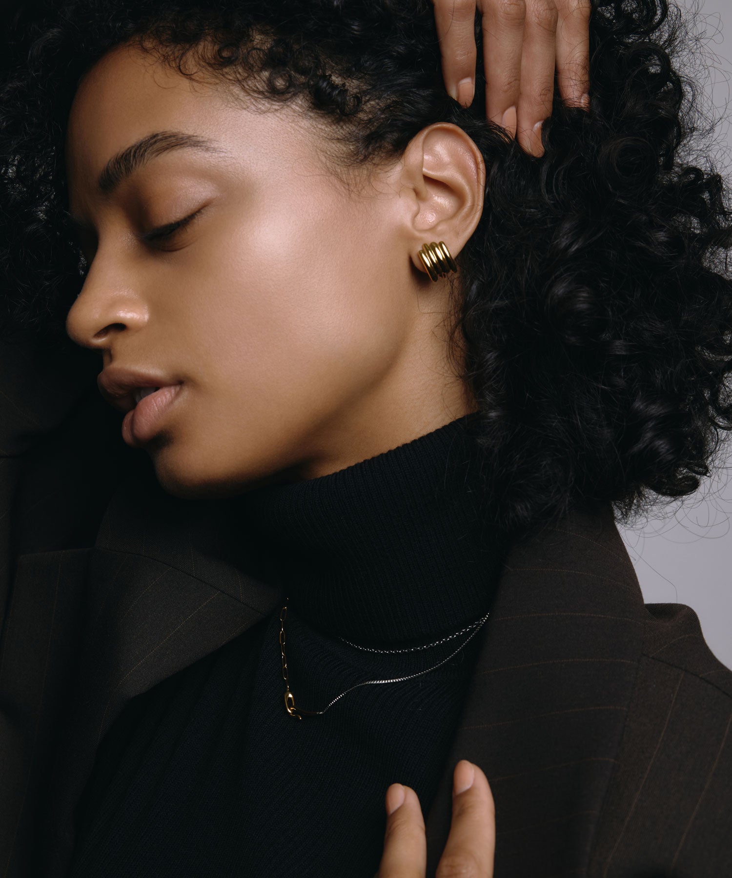 [ゴールド]レイヤーラインイヤリング