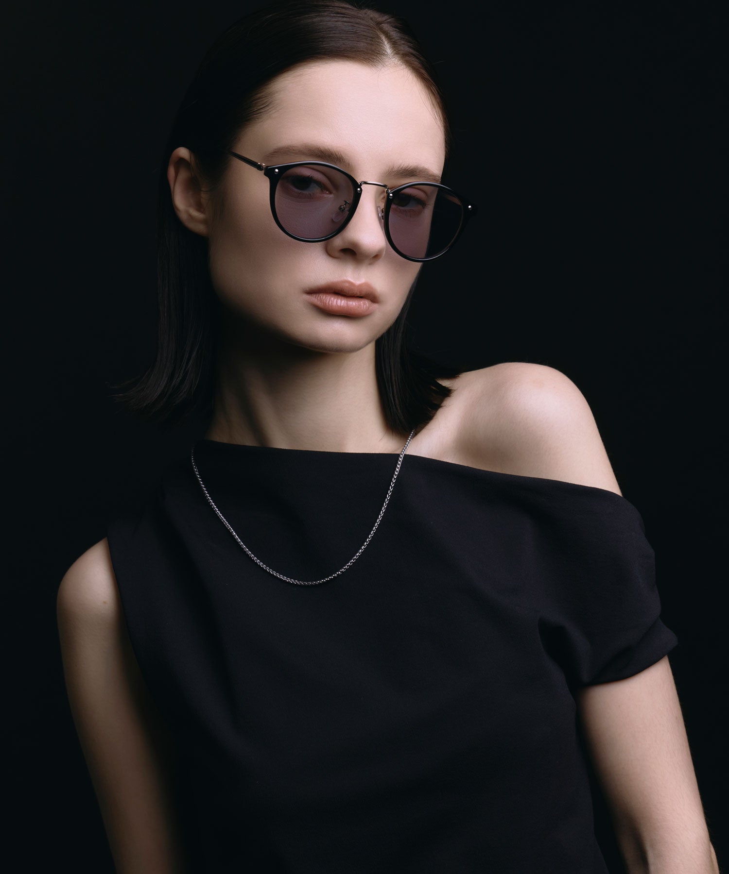 [ブラックxグレー]メタルコンビボストンフレーム