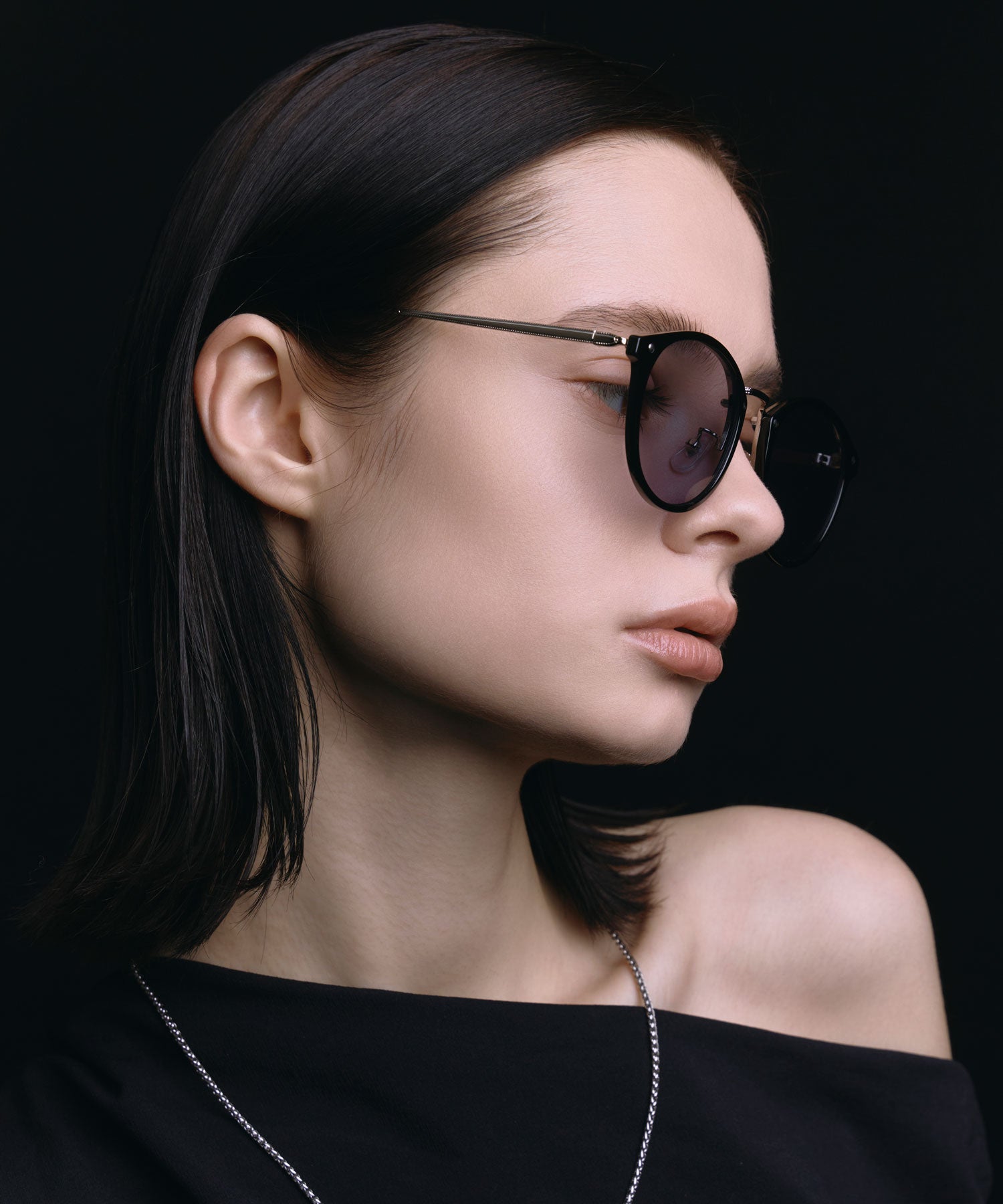 [ブラックxグレー]メタルコンビボストンフレーム