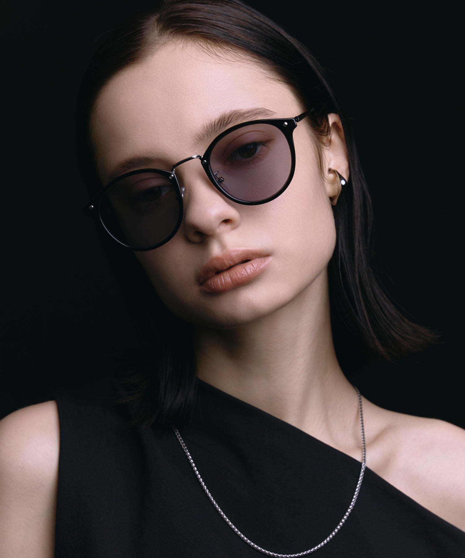 [ブラックxグレー]メタルコンビボストンフレーム