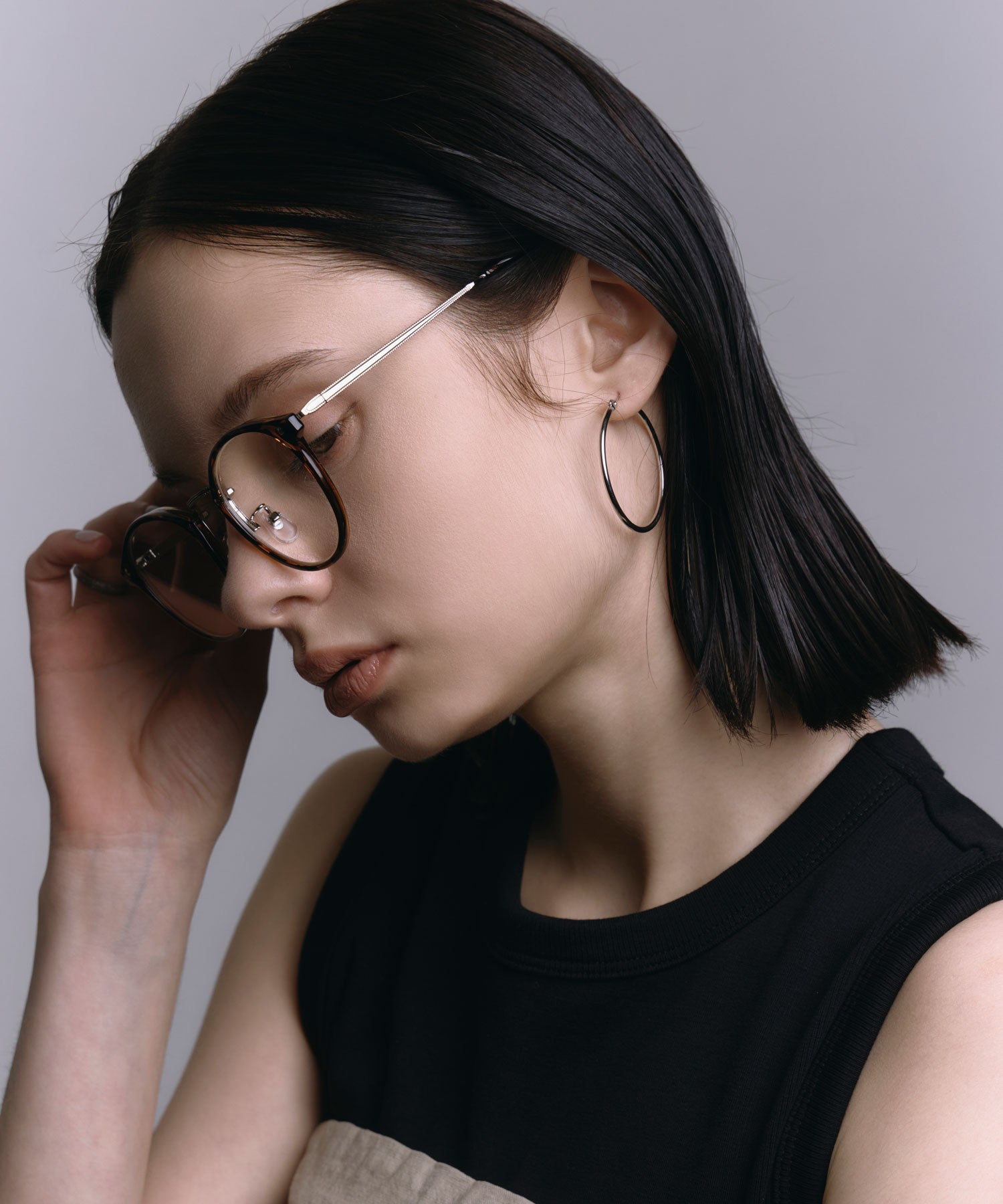 [ブラウン]メタルコンビボストンフレーム