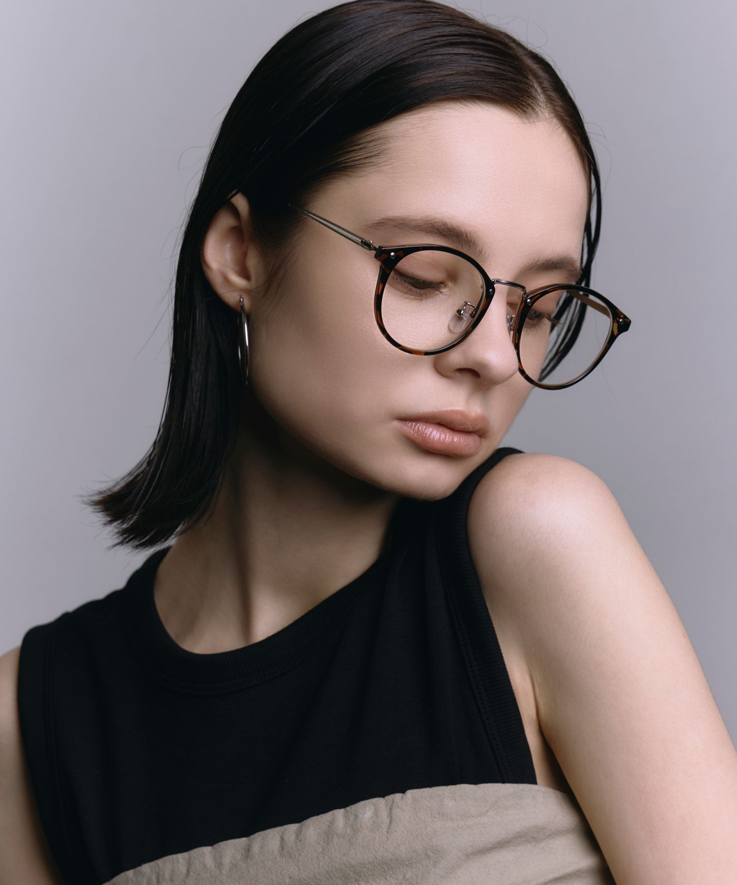 [ブラウン]メタルコンビボストンフレーム