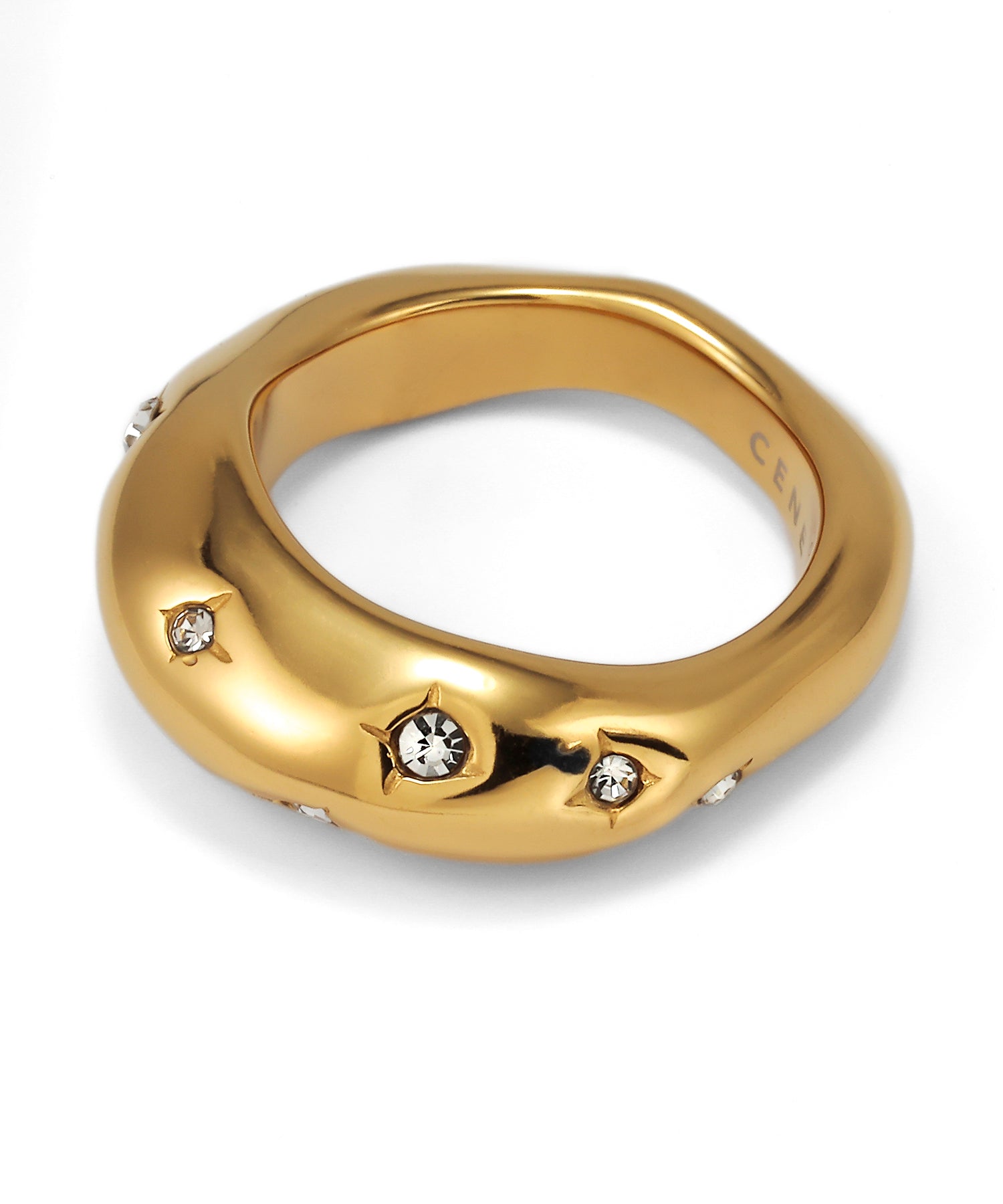 ゴールド]セグメントストーンリング