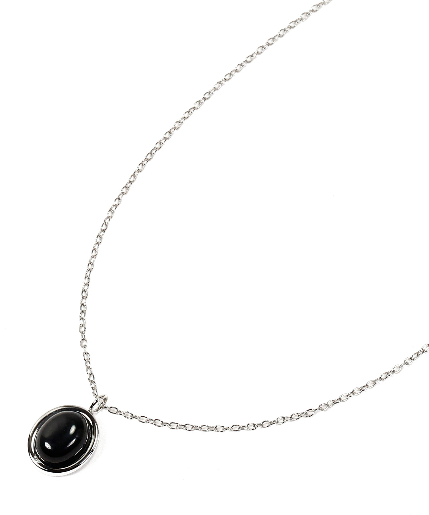 [Black] Round Stone Necklace
