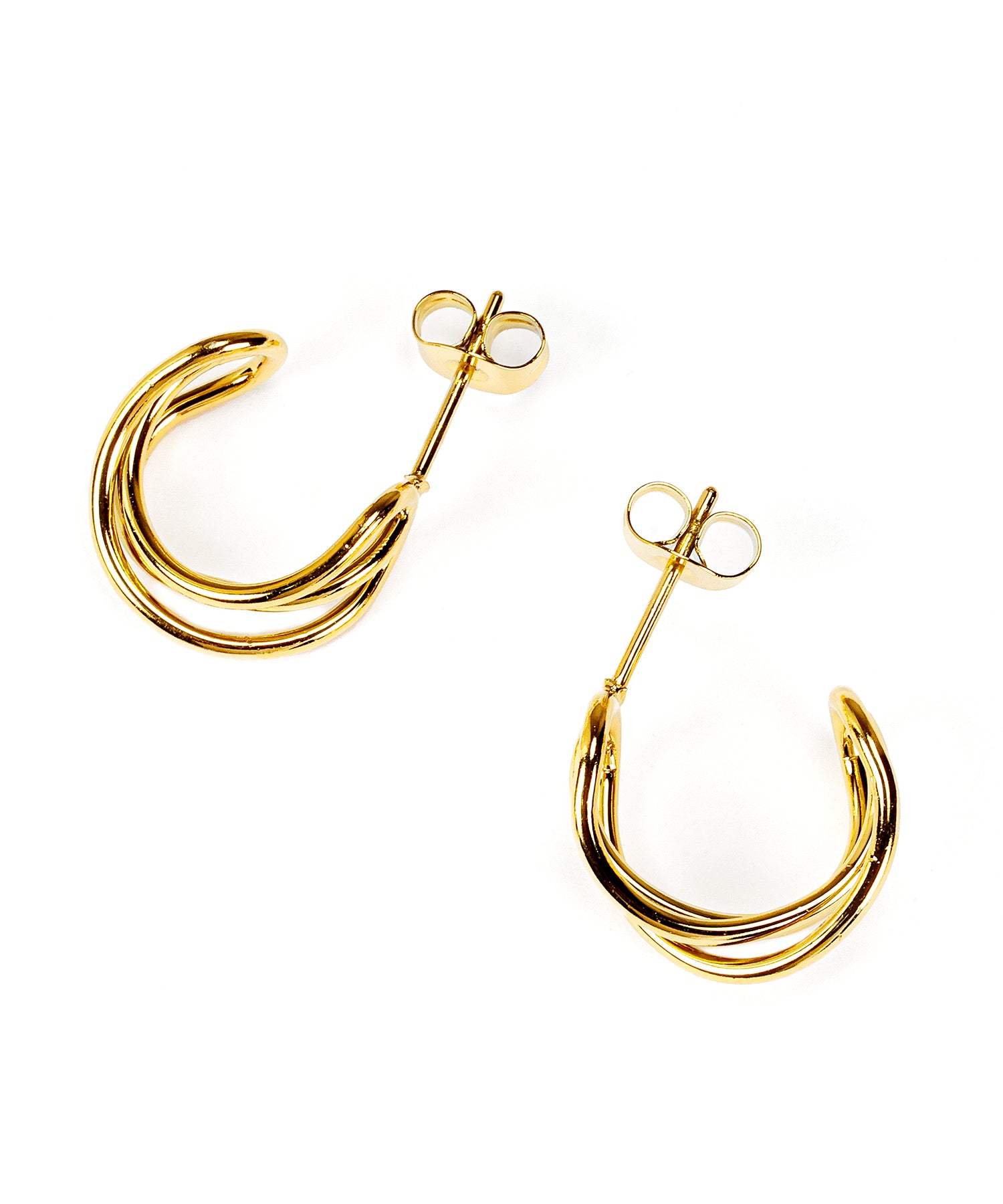 [Gold] Triple Line Hoop Earrings