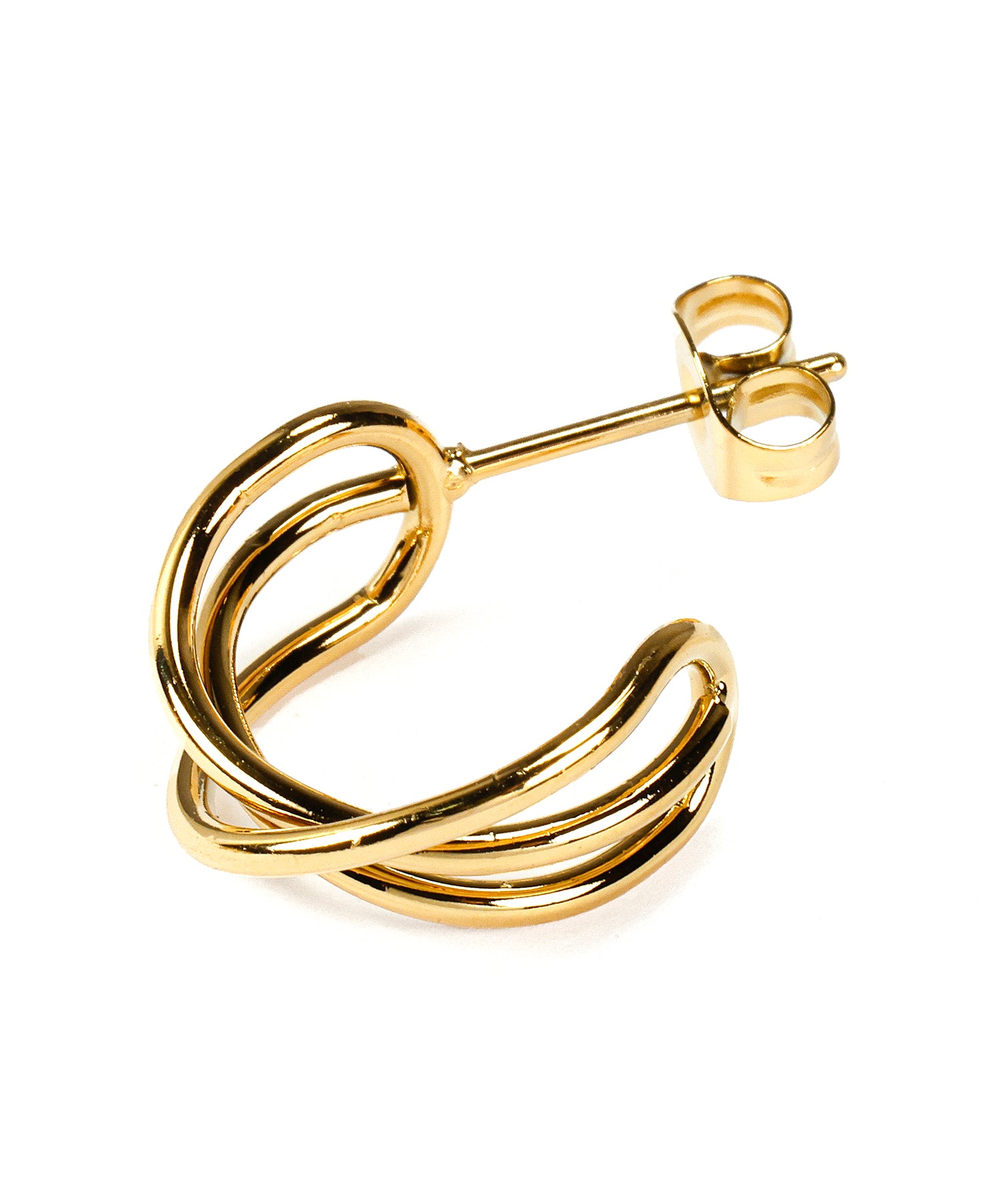 [Gold] Triple Line Hoop Earrings
