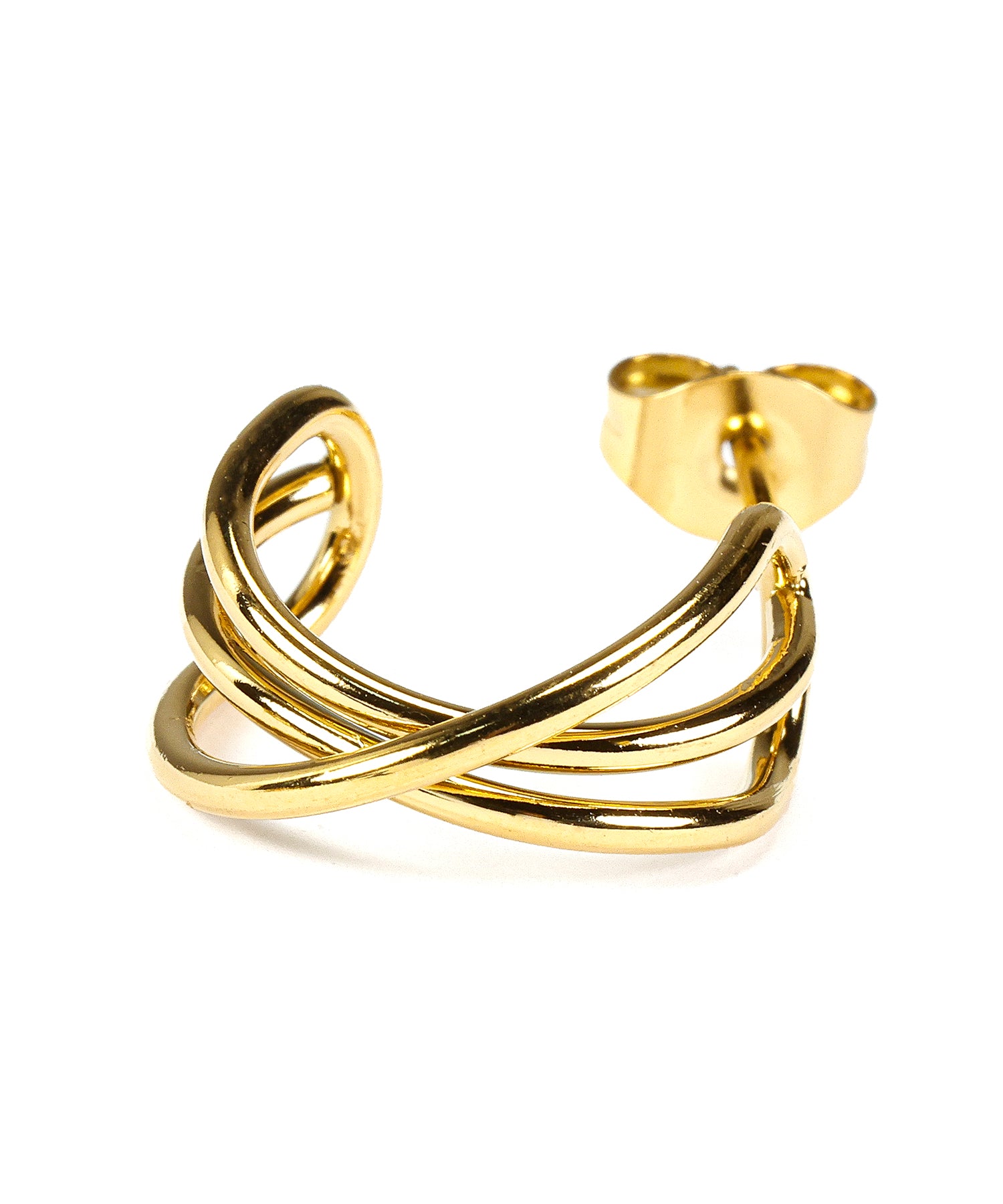 [Gold] Triple Line Hoop Earrings