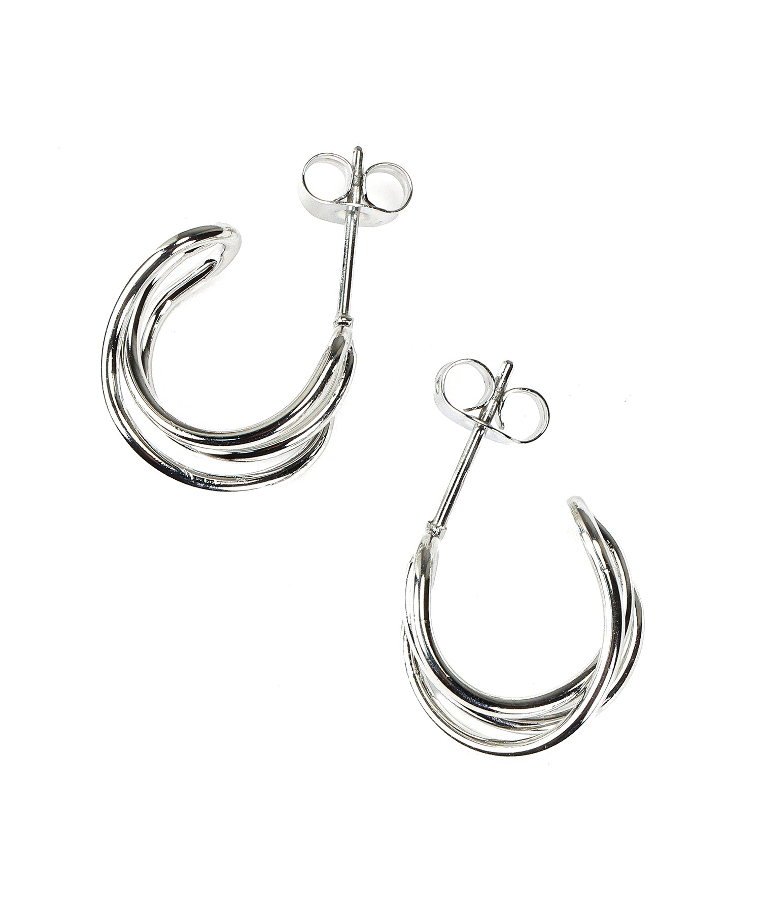 [シルバー]トリプルラインフープピアス
