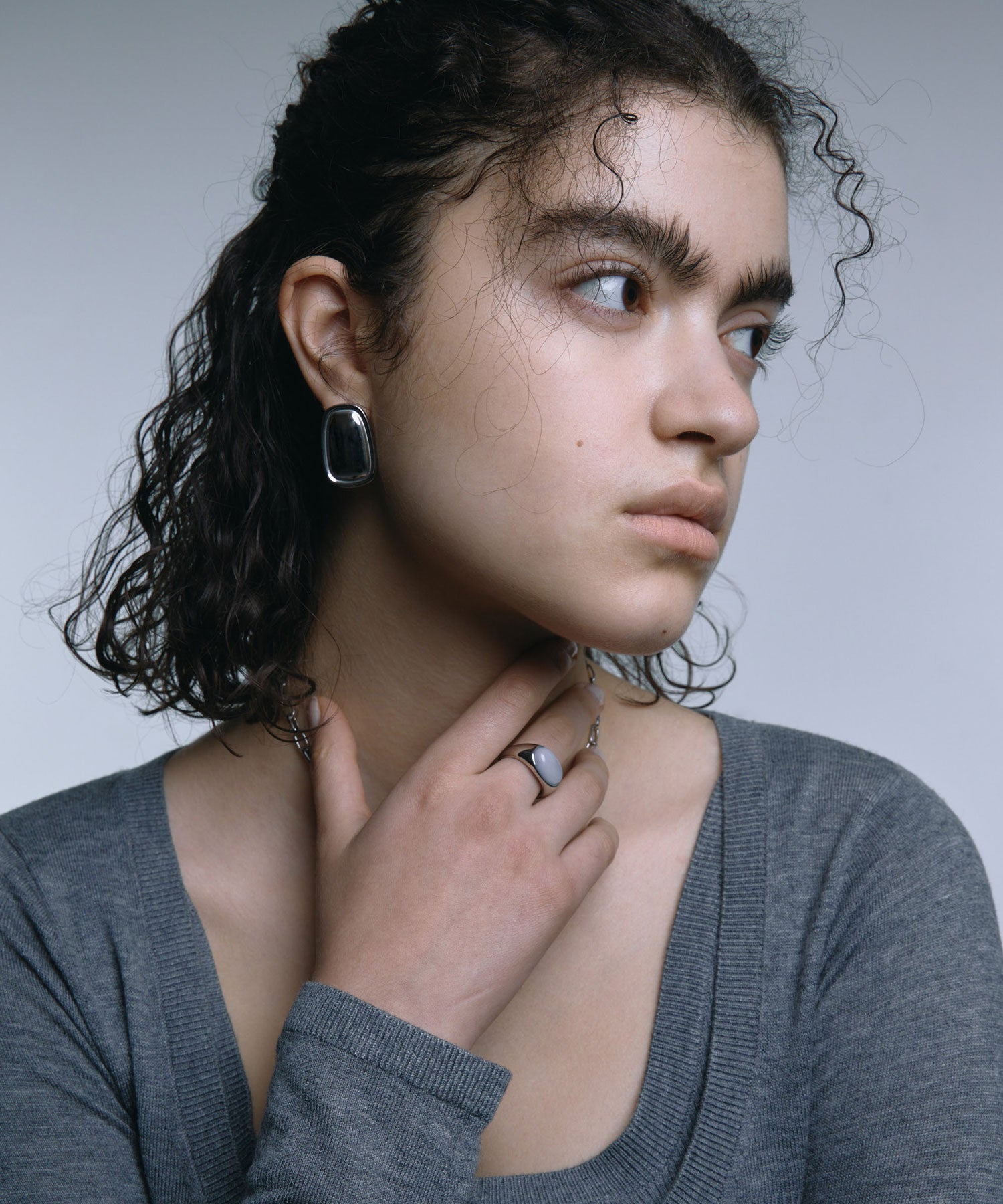 [銀色]鏡面耳環