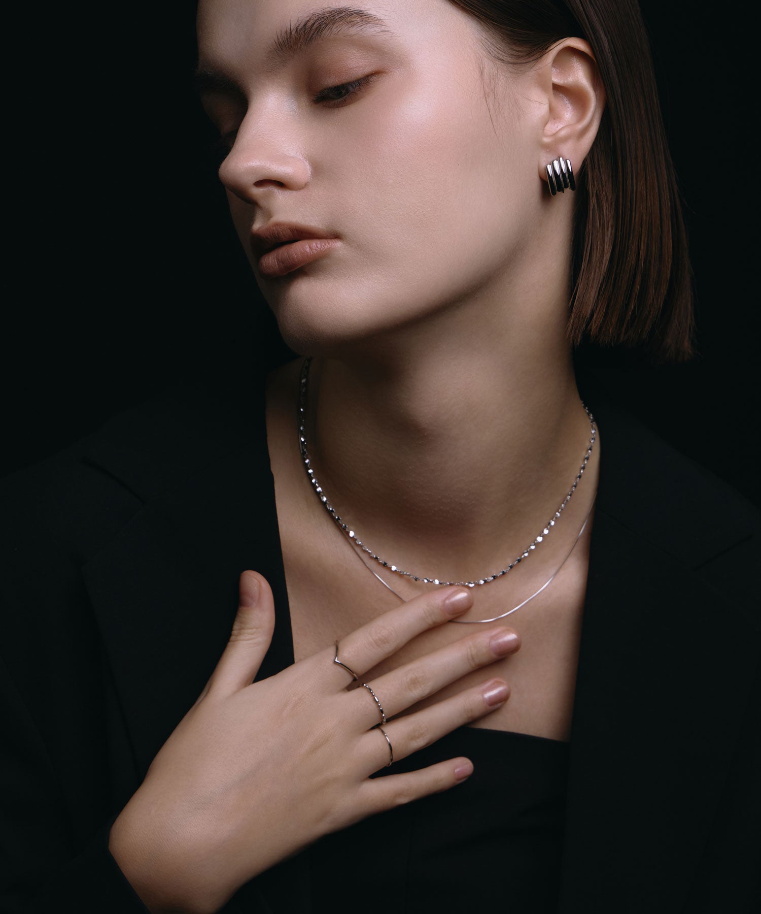 [银色]MIX球链戒指