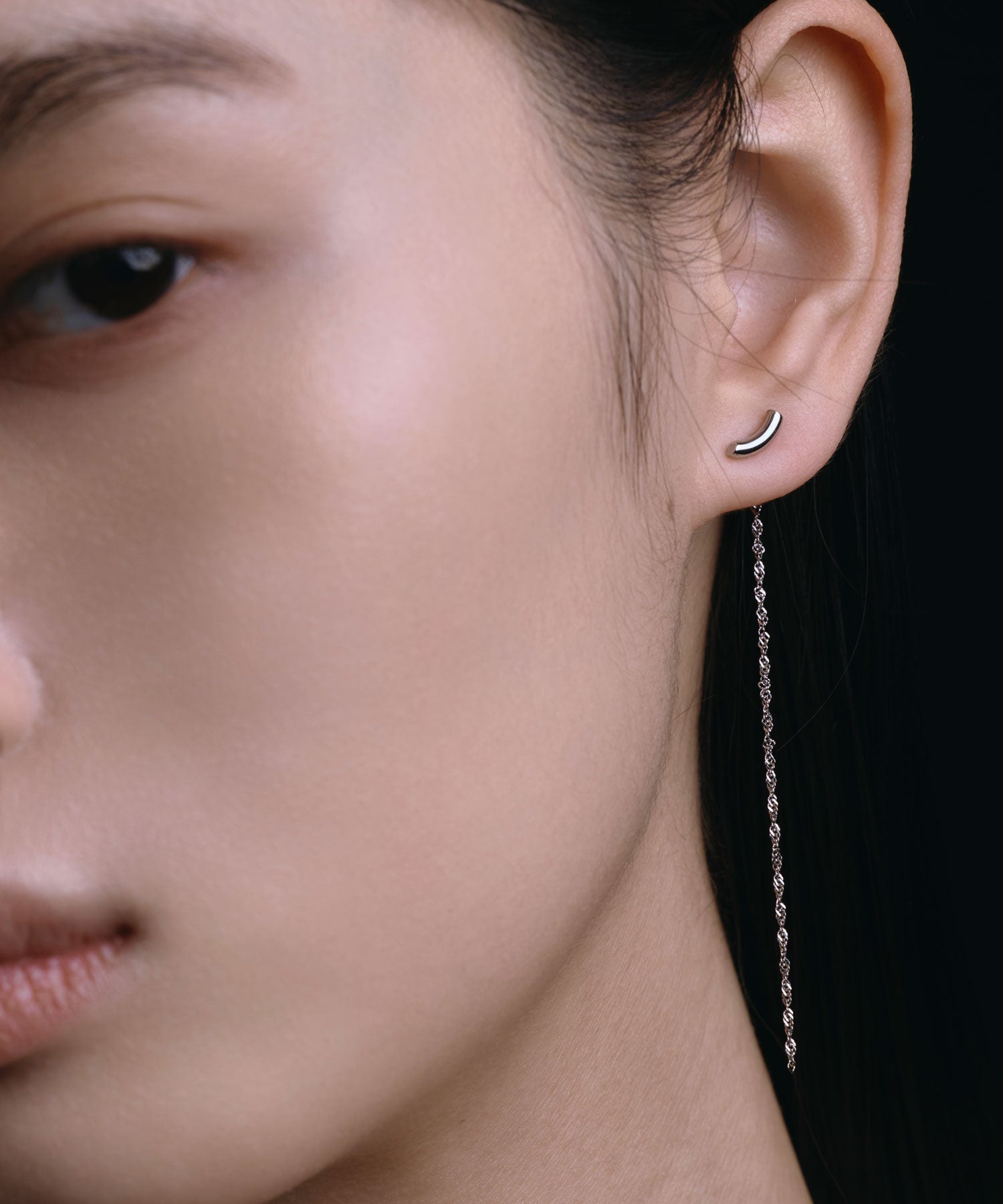 [シルバー]ムーンライトチェーンピアス