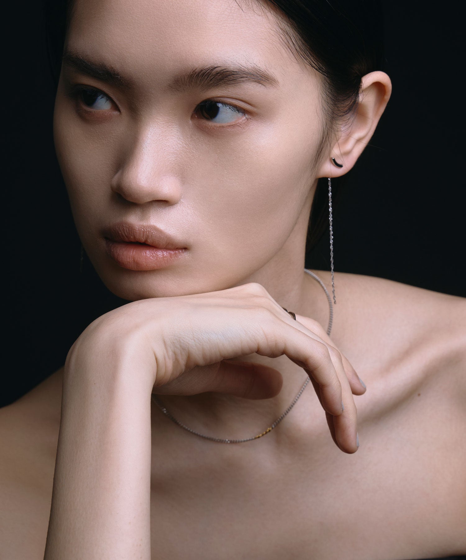 [シルバー]ムーンライトチェーンピアス