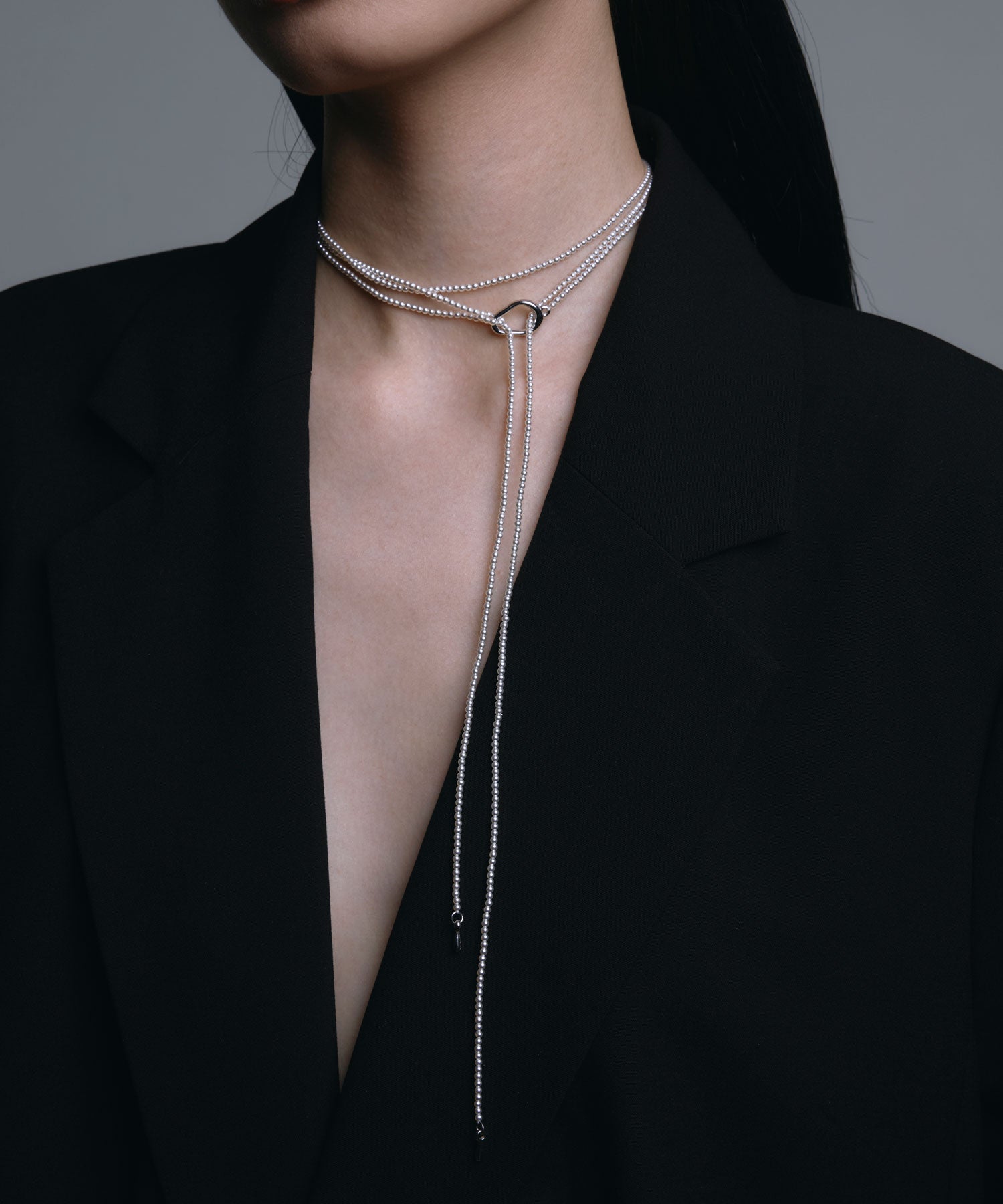 シルバー]マルチウェイロングパールチョーカー