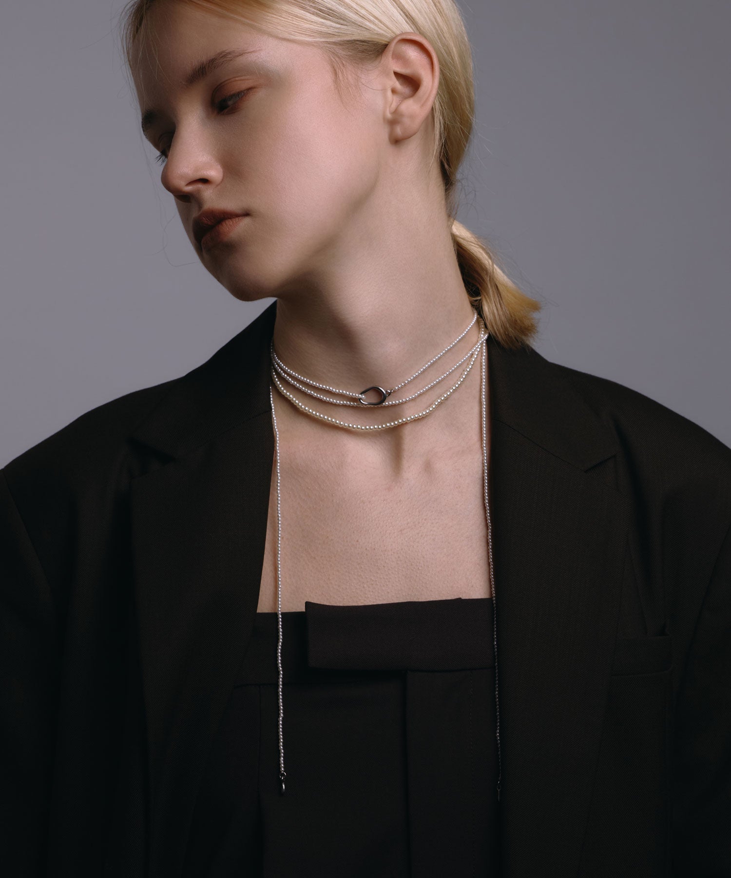 [シルバー]マルチウェイロングパールチョーカー