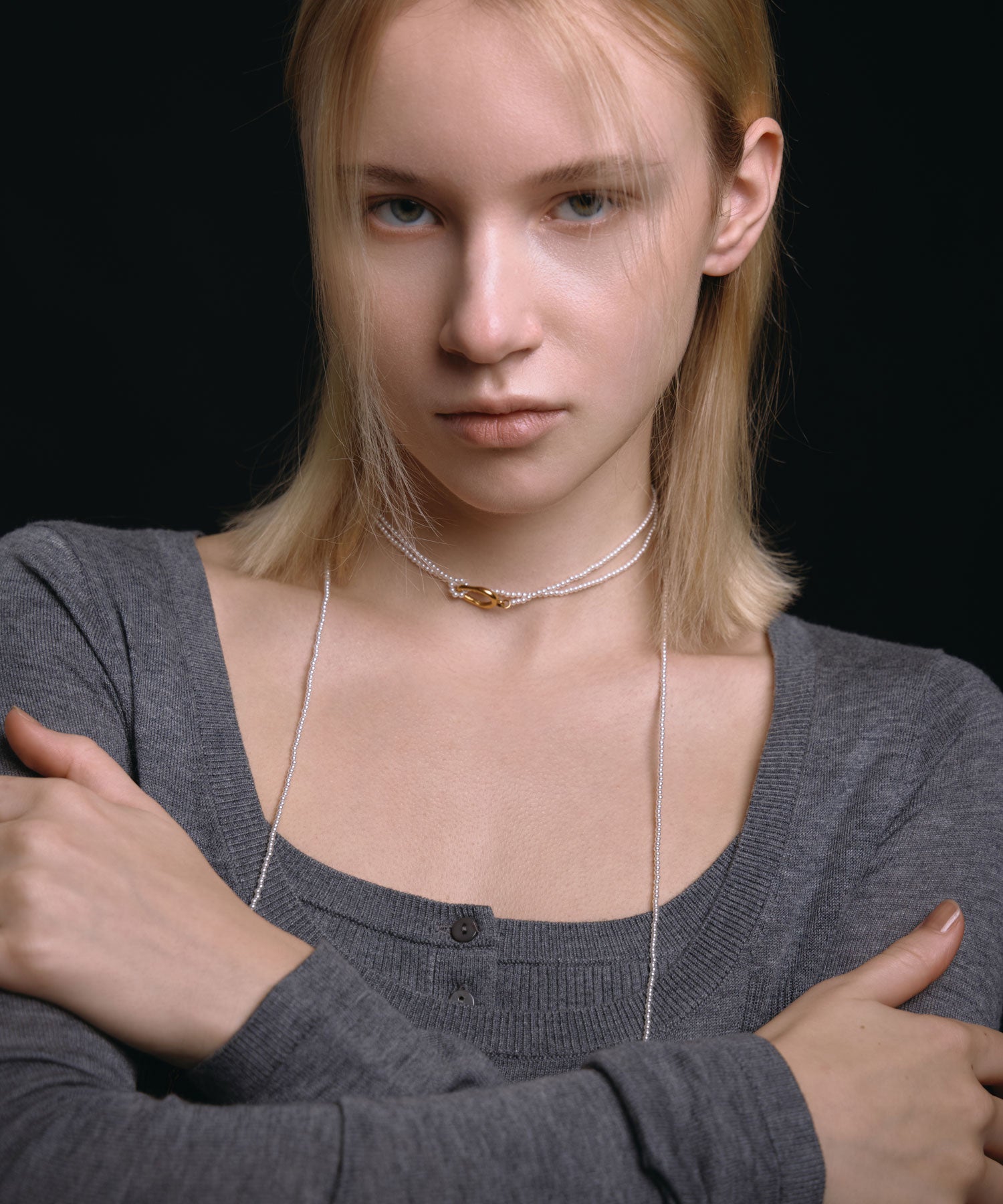 ゴールド]マルチウェイロングパールチョーカー