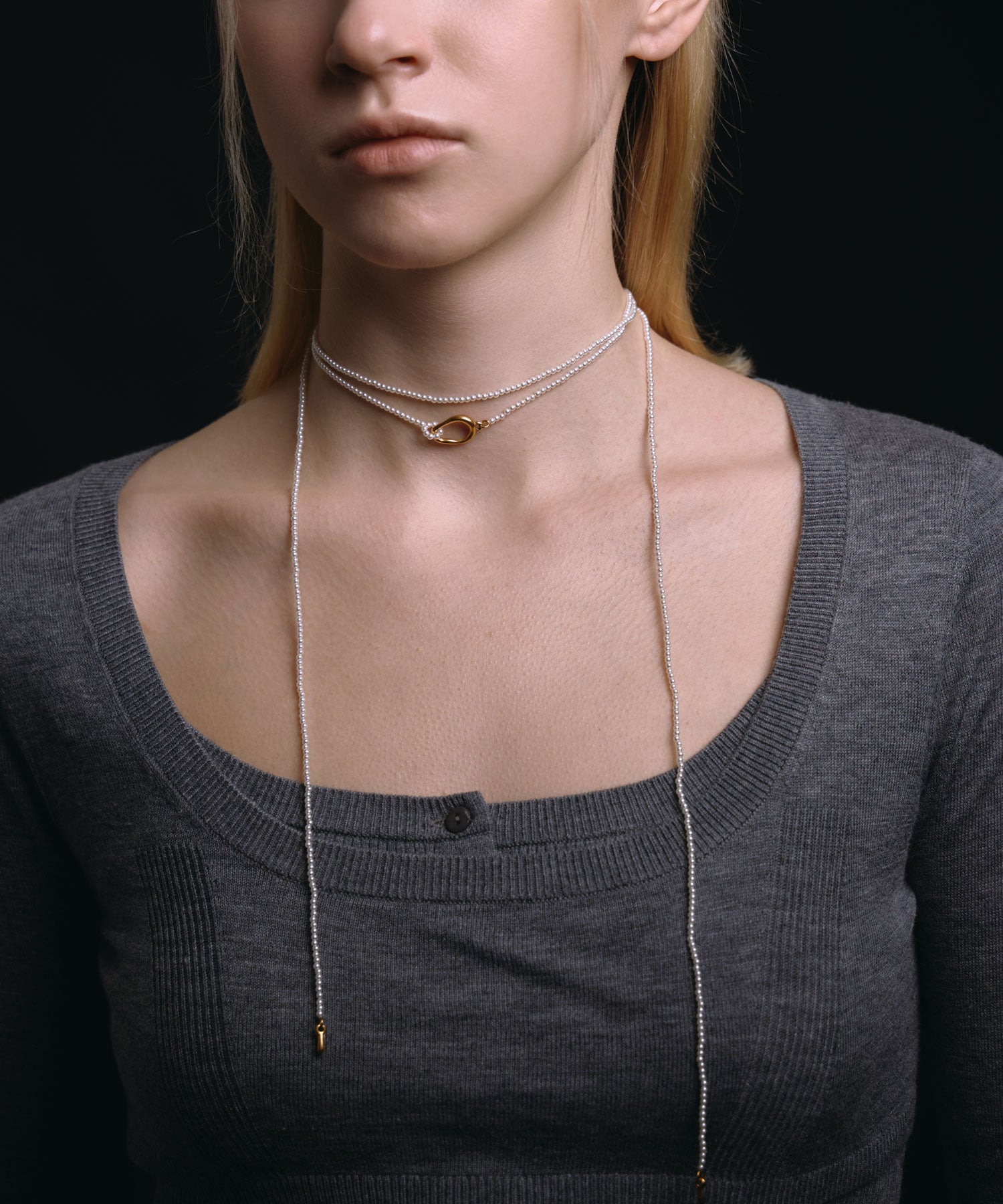 [ゴールド]マルチウェイロングパールチョーカー