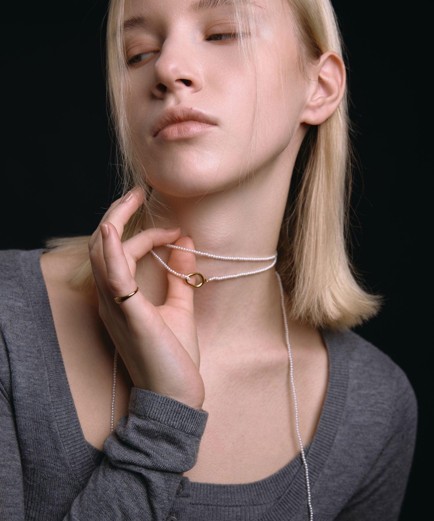 ゴールド]マルチウェイロングパールチョーカー