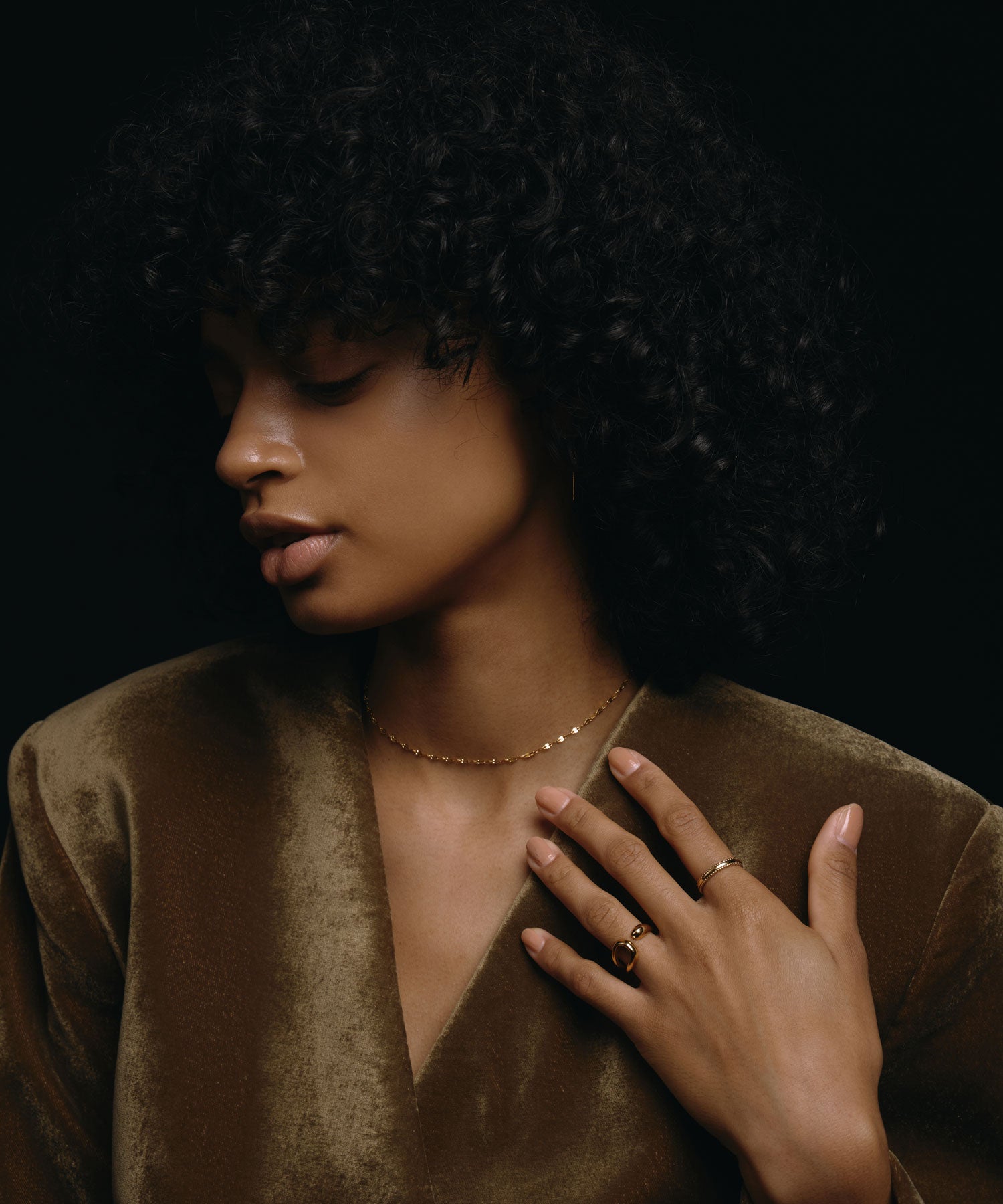Gold] Petal Chain Necklace