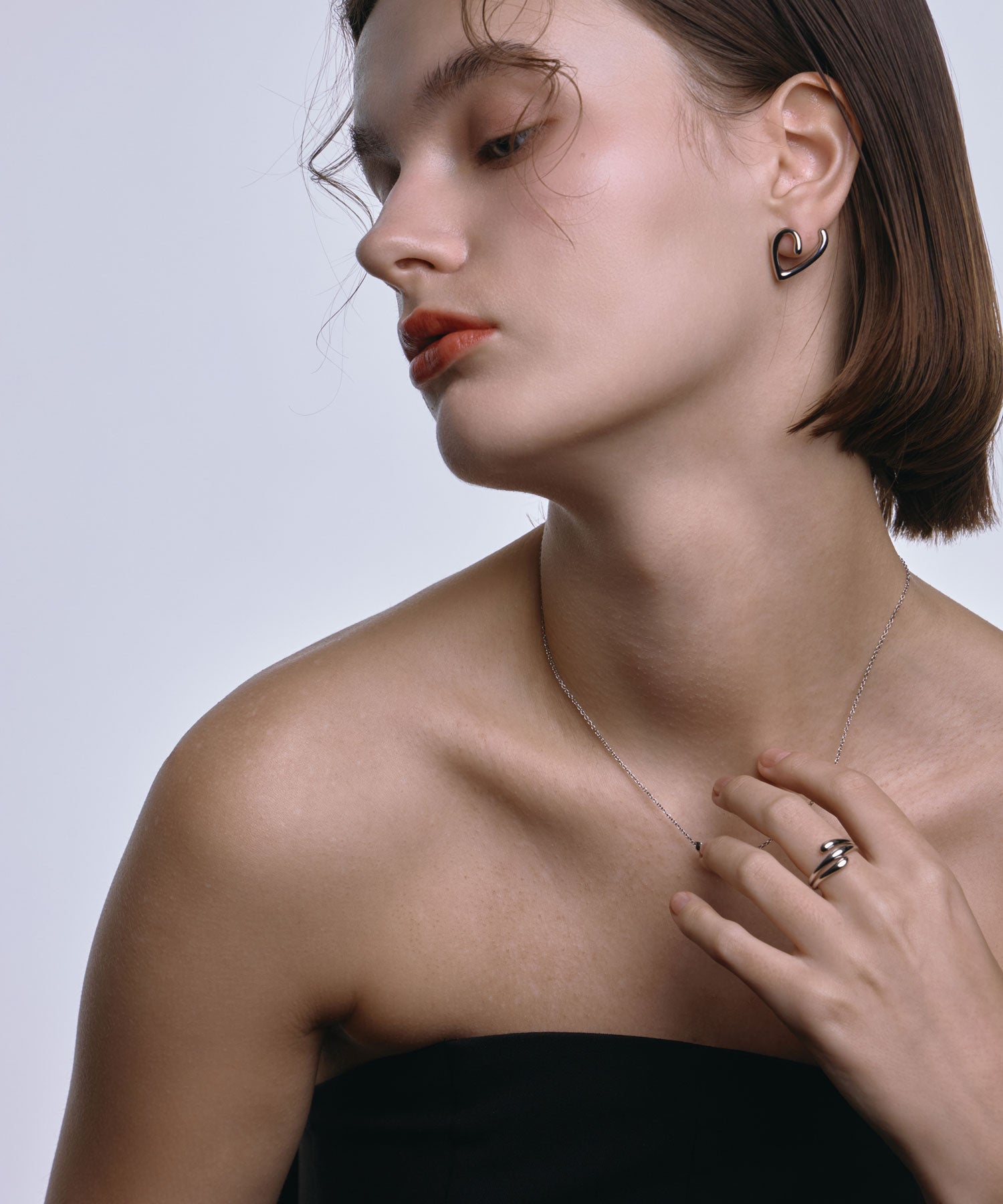 [シルバー]ニュアンスハートピアス