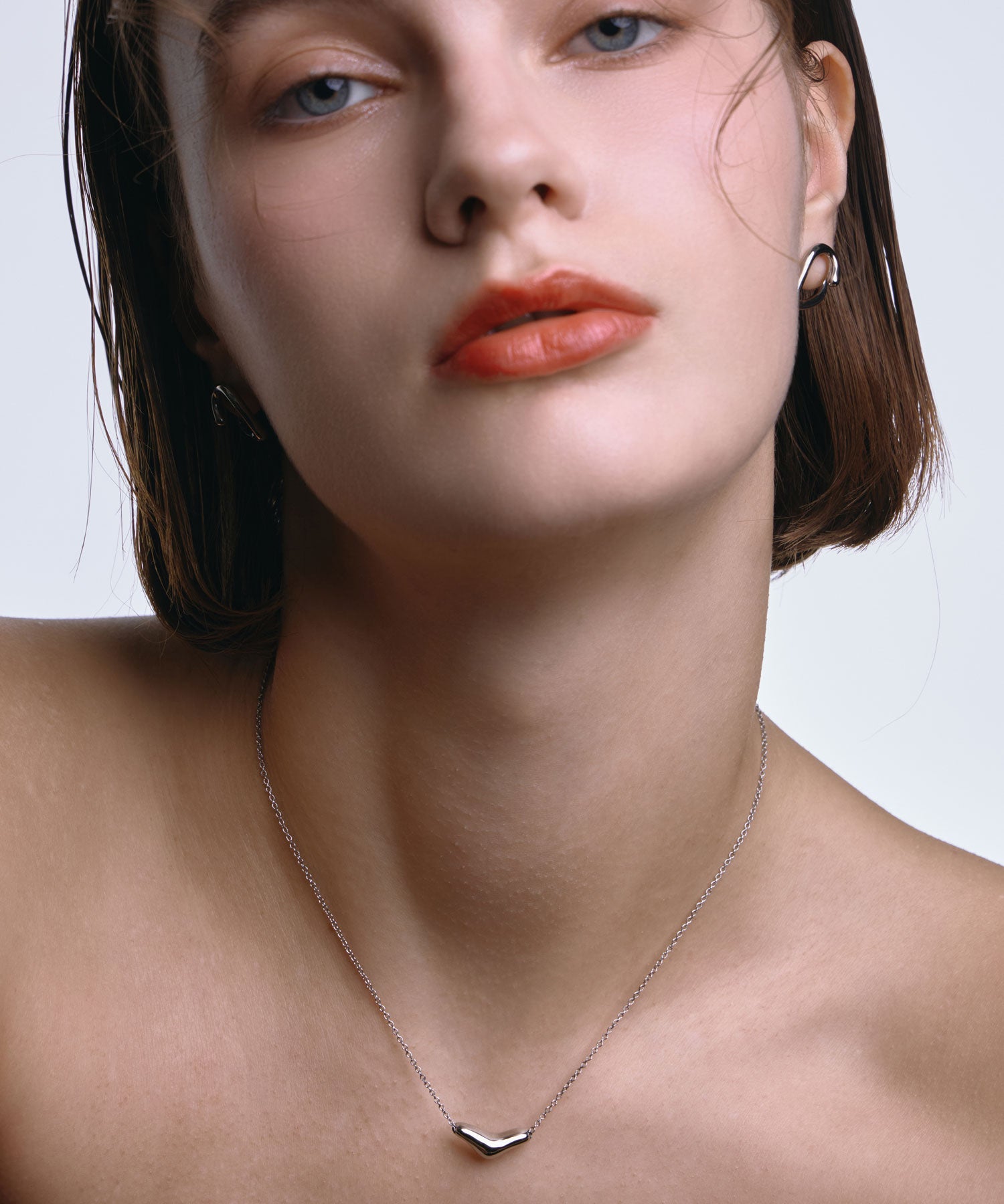 [シルバー]ニュアンスハートピアス