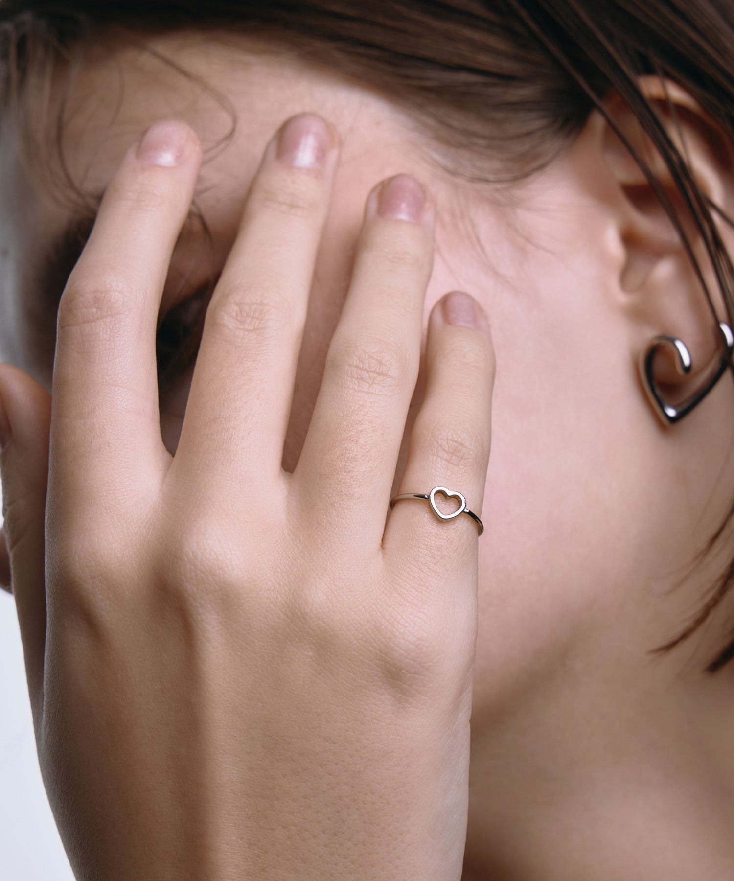 [シルバー]ニュアンスハートピアス