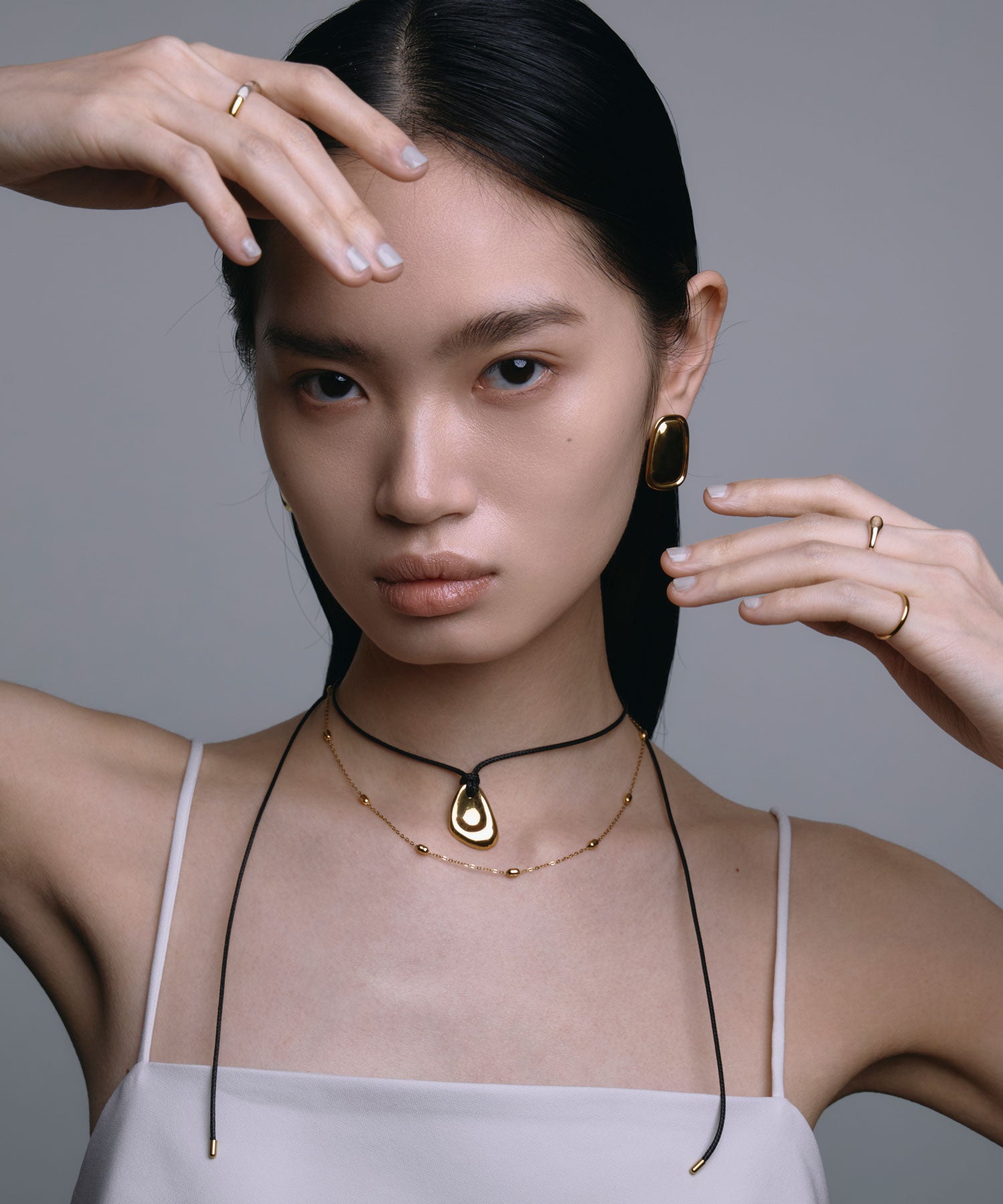 [ゴールド]ニュアンスメタルコードネックレス