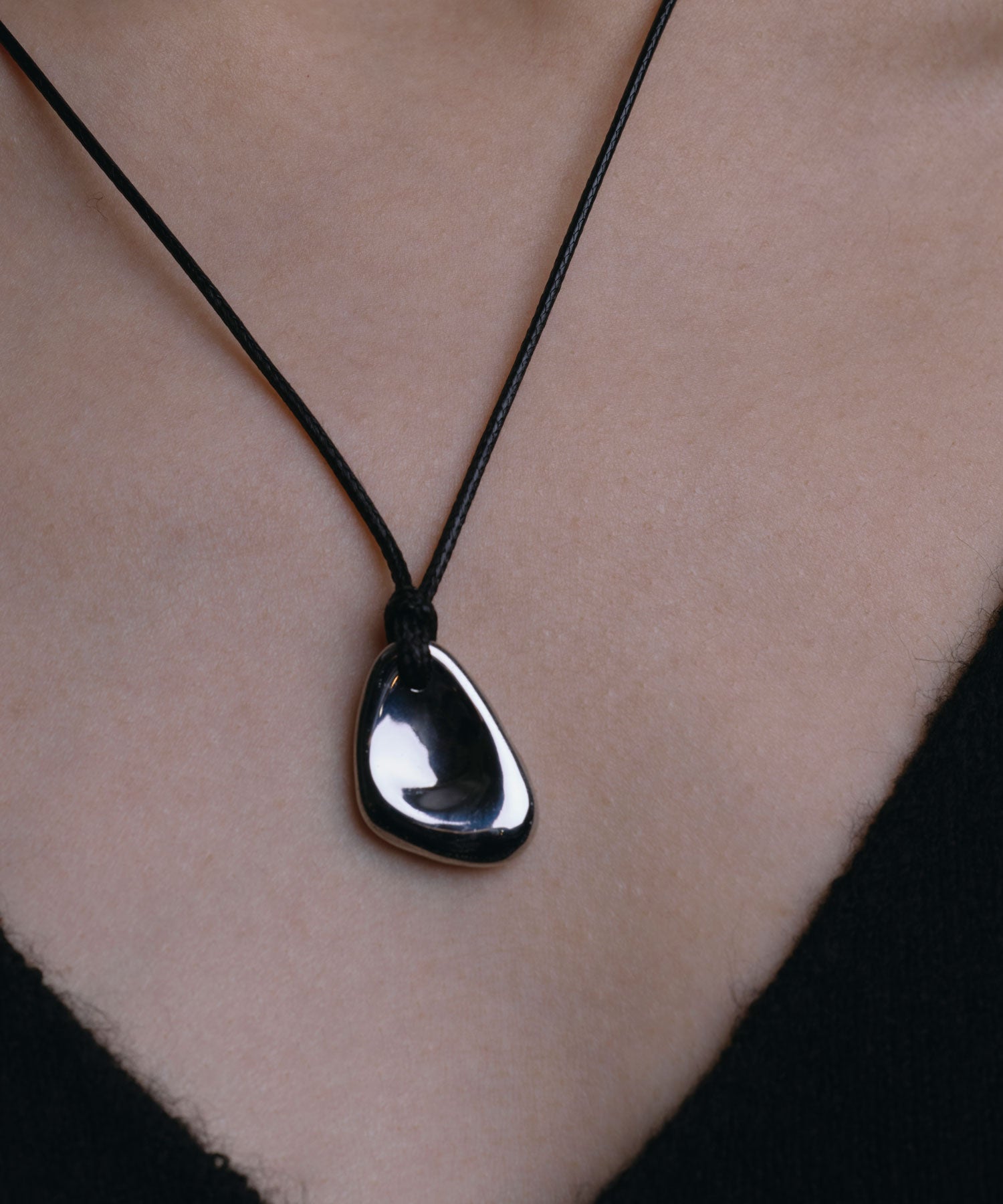 [シルバー]ニュアンスメタルコードネックレス