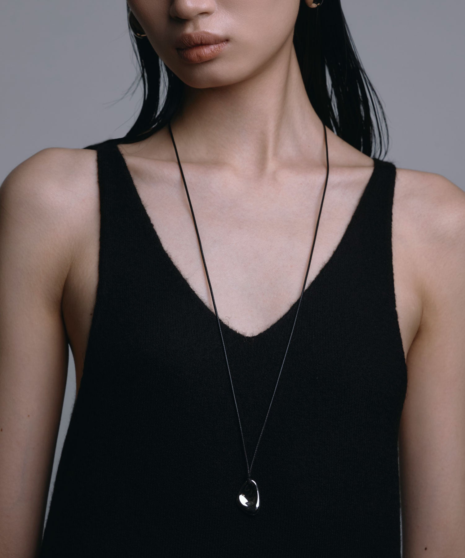 [シルバー]ニュアンスメタルコードネックレス