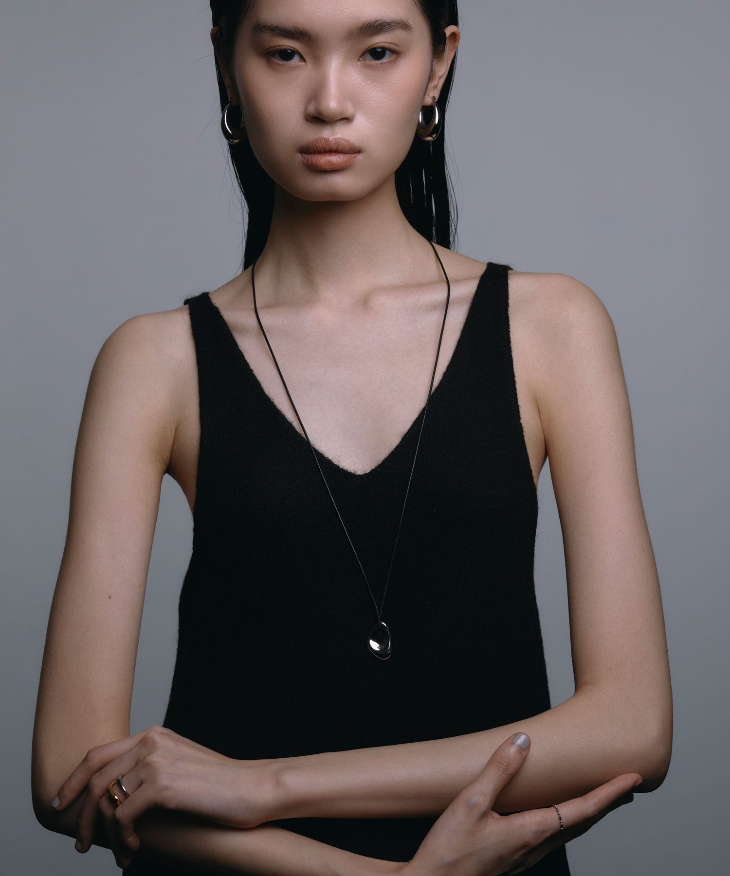 [シルバー]ニュアンスメタルコードネックレス