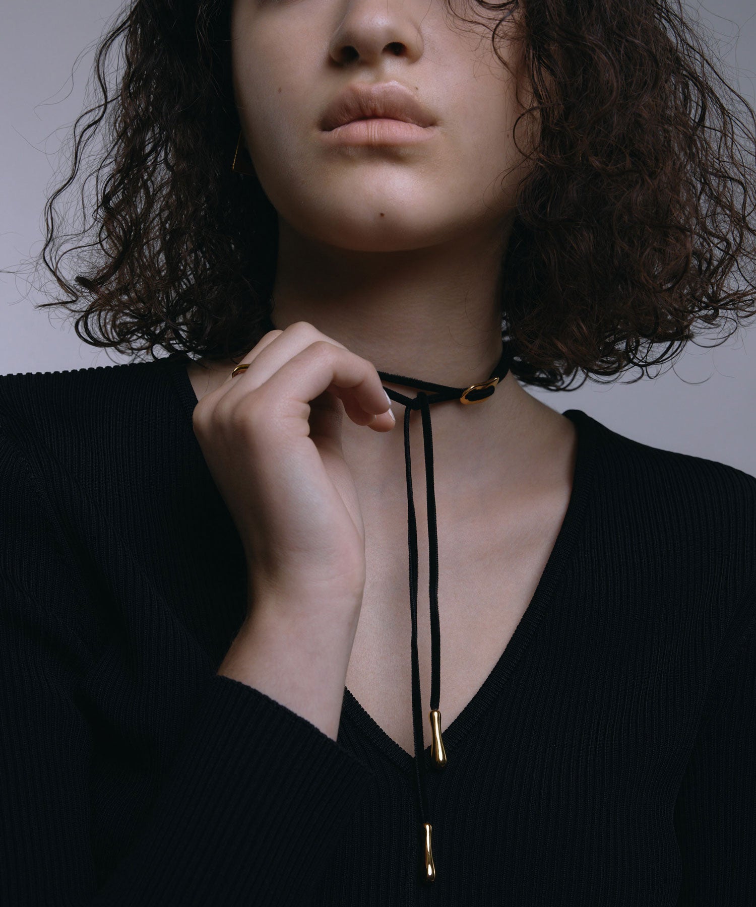 [ゴールド]ニュアンスプレートロングチョーカー