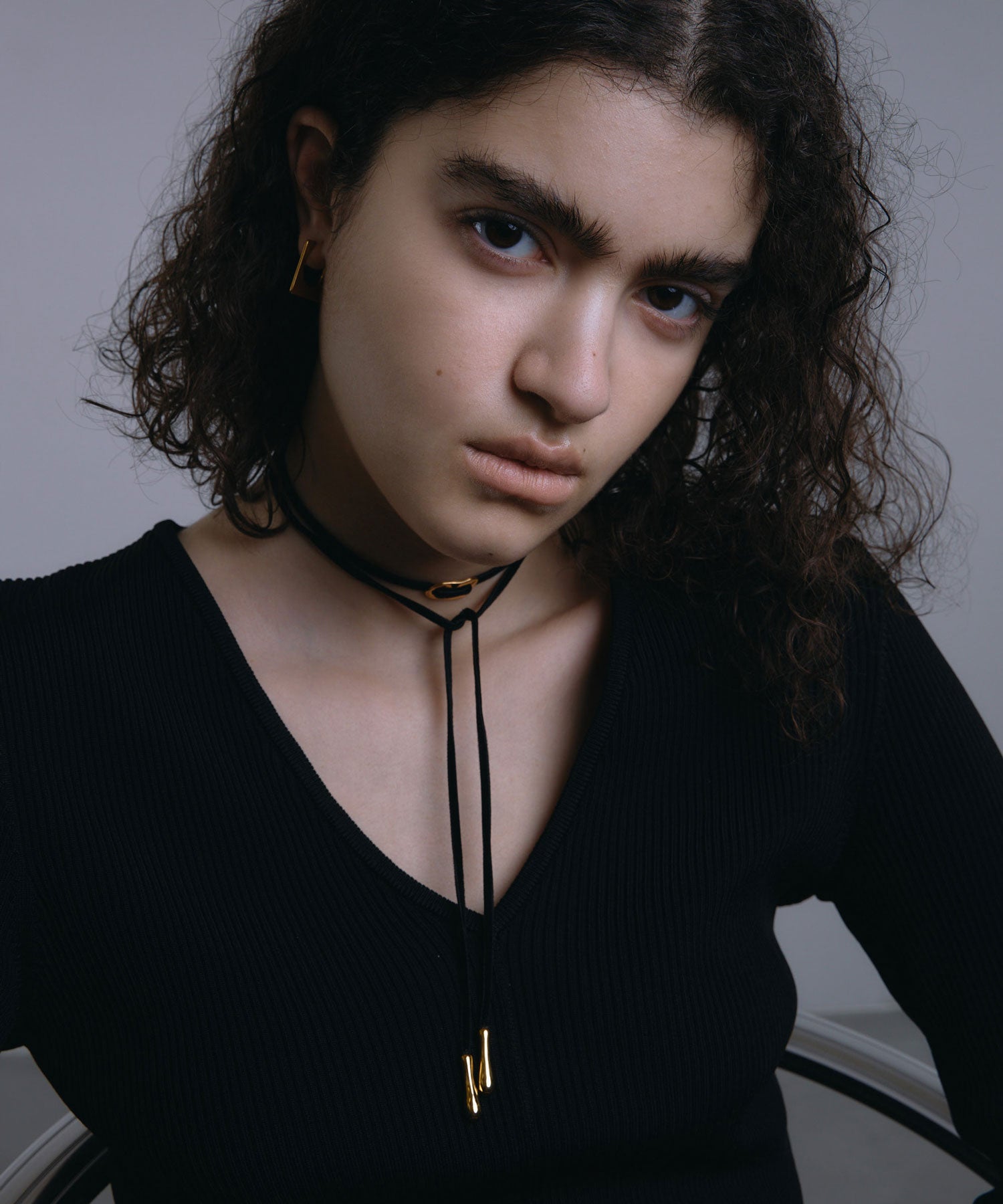 [ゴールド]ニュアンスプレートロングチョーカー