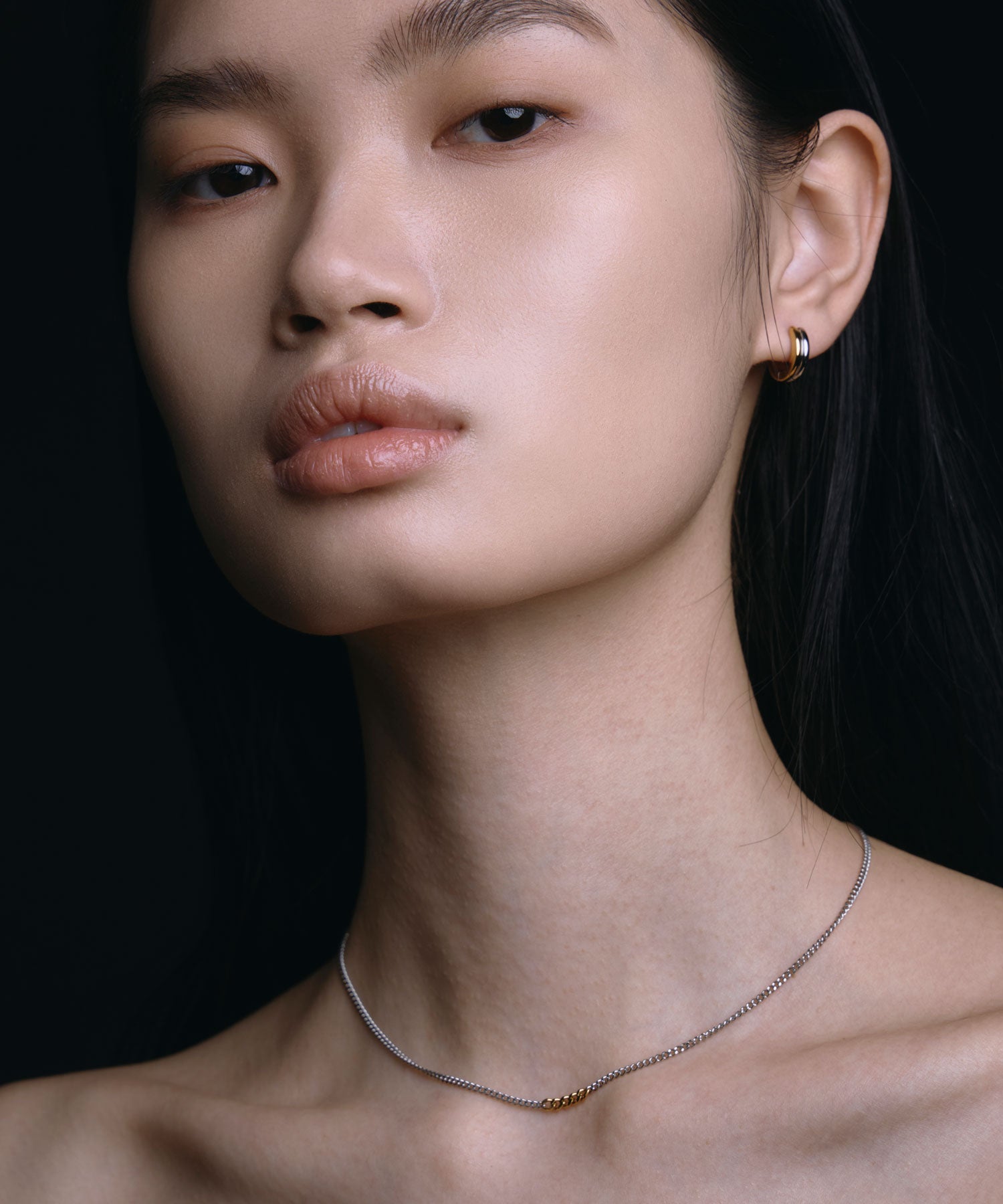 売れネックレス✨️　シルバーアクセサリー　ワンポイントオシャレ シルバー]ワンポイントミックスチェーンネックレス