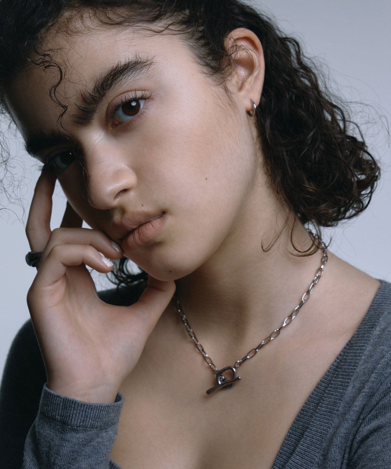 [Silver] One-touch loop earrings 12mm