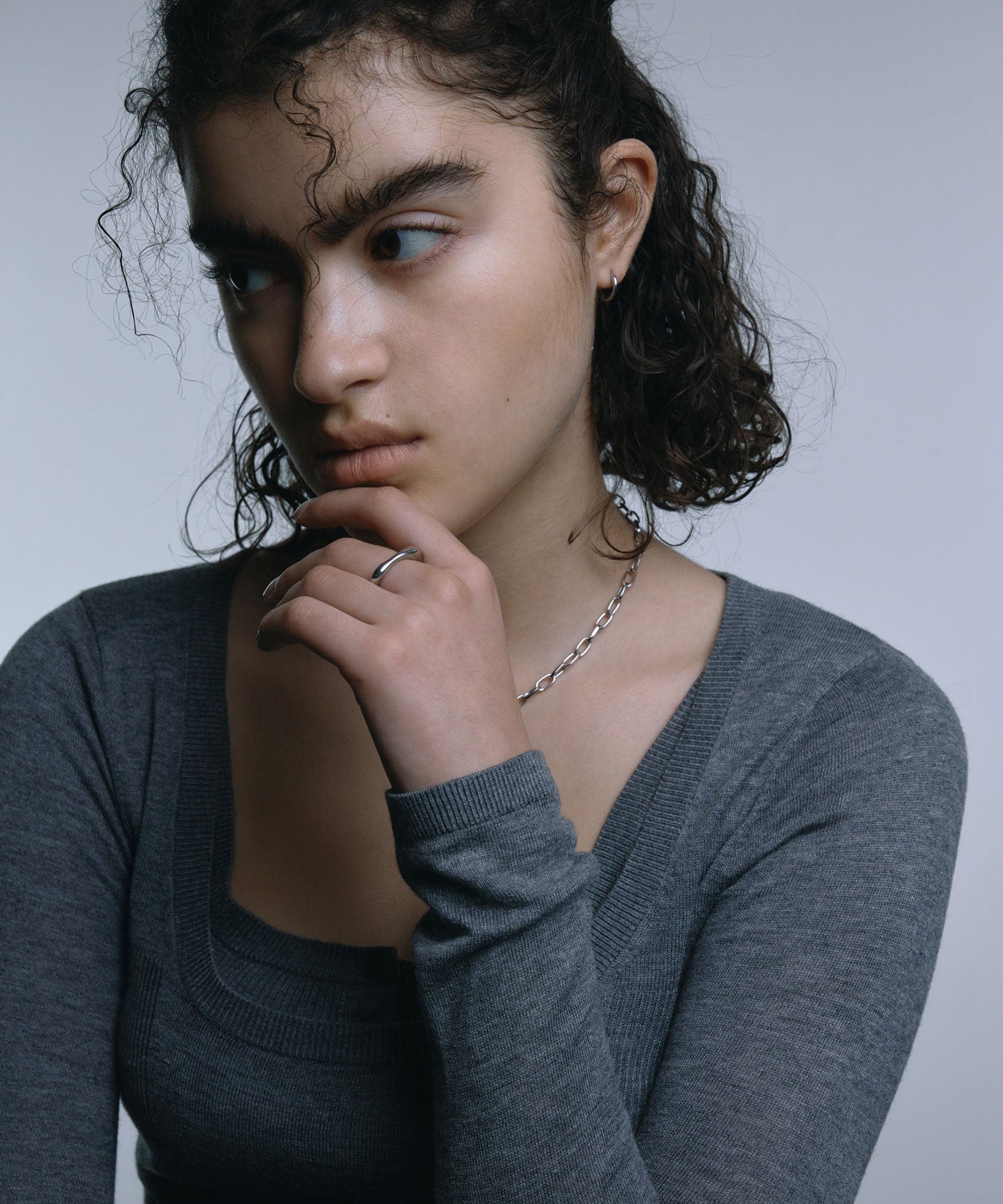 [Silver] One-touch loop earrings 12mm