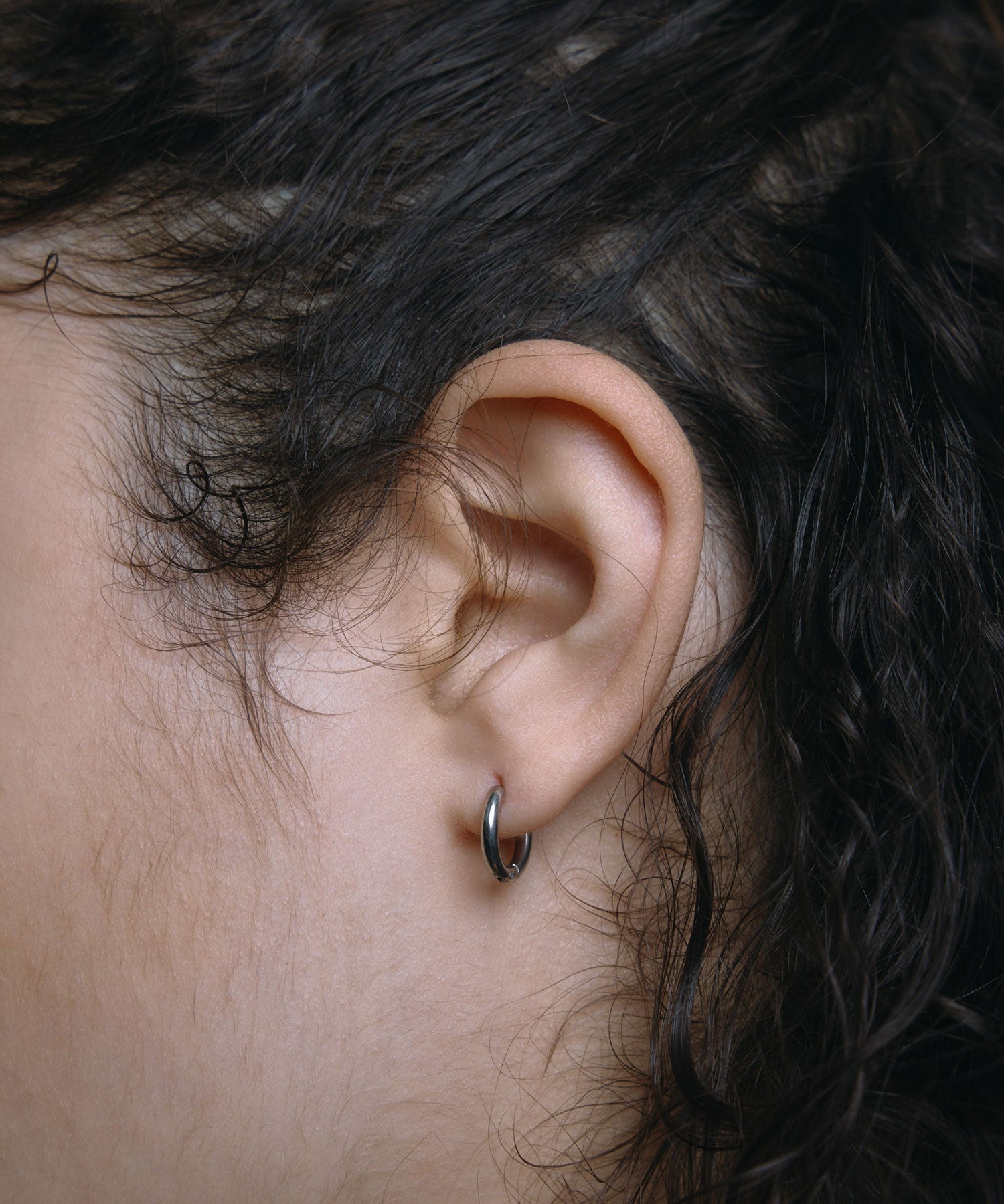 [Silver] One-touch loop earrings 12mm