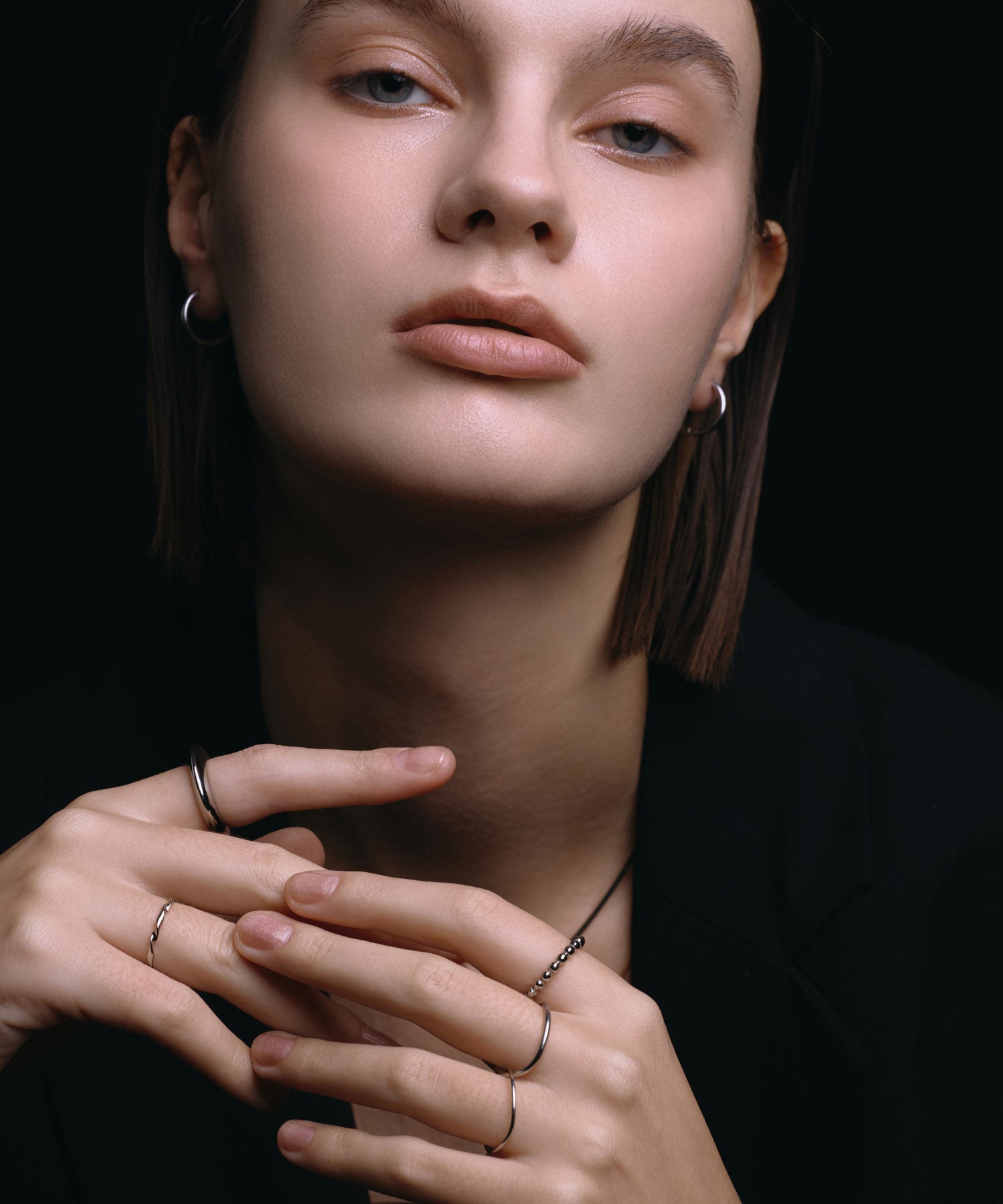 [Silver] One-touch loop earrings 16mm