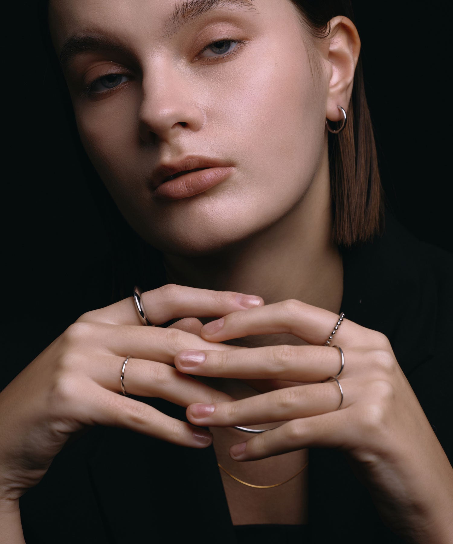 [Silver] One-touch loop earrings 16mm